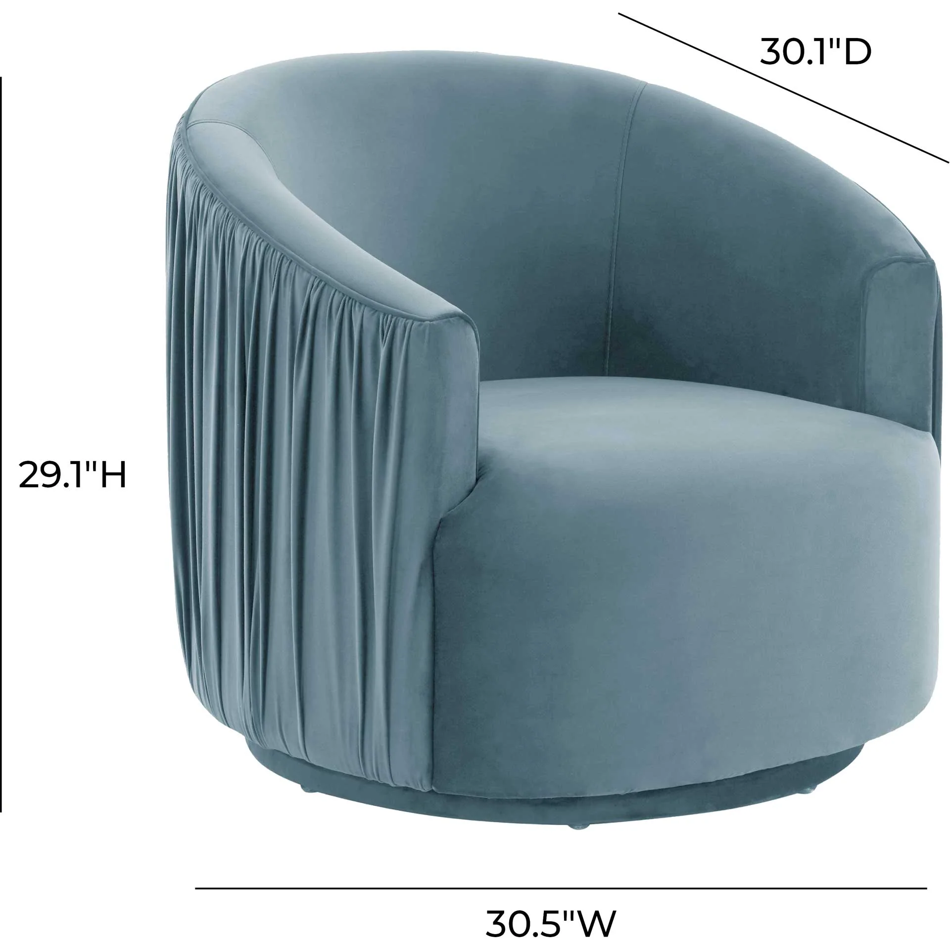Lodi Pleated Swivel Chair Blue - Image 7