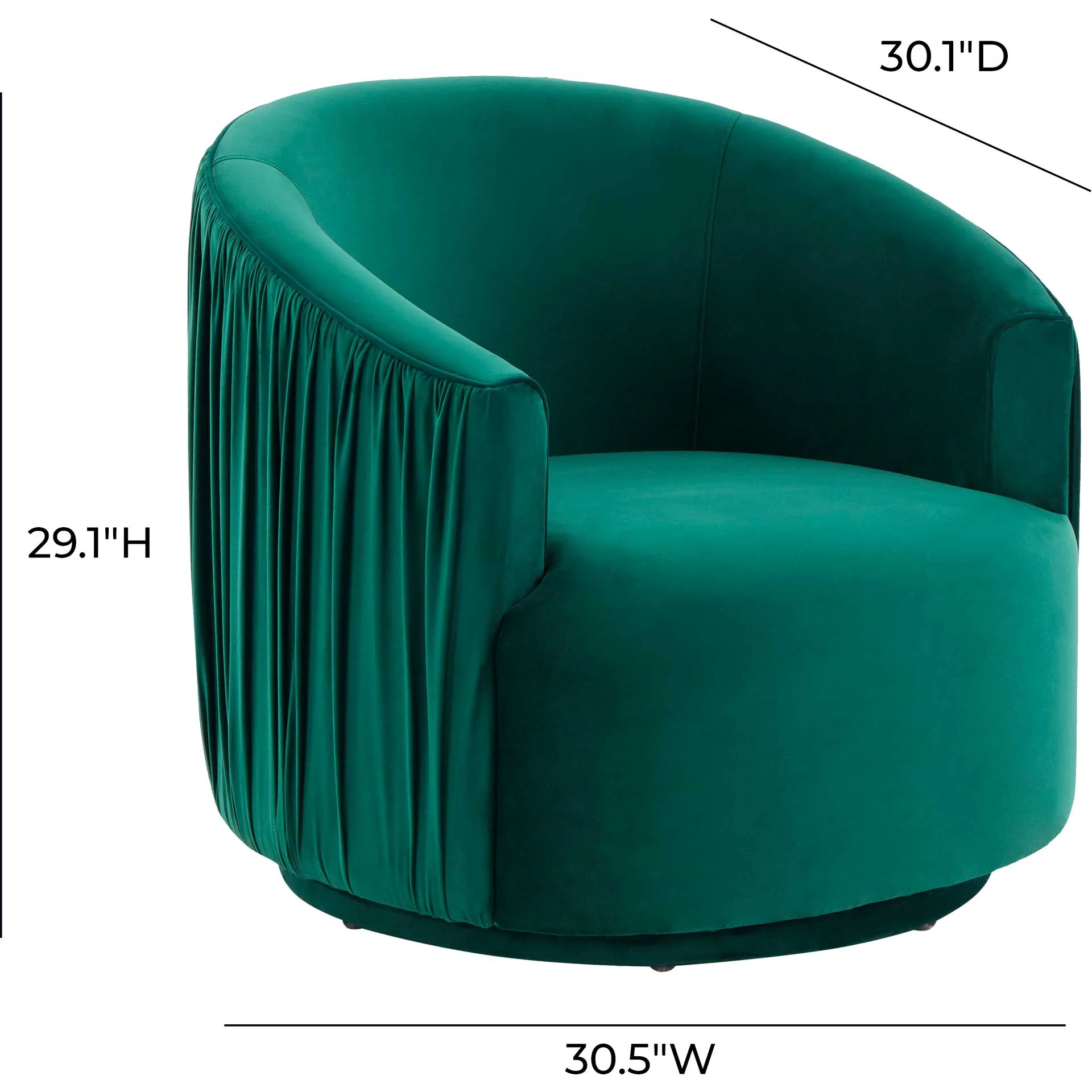 Lodi Pleated Swivel Chair Forest Green - Image 7