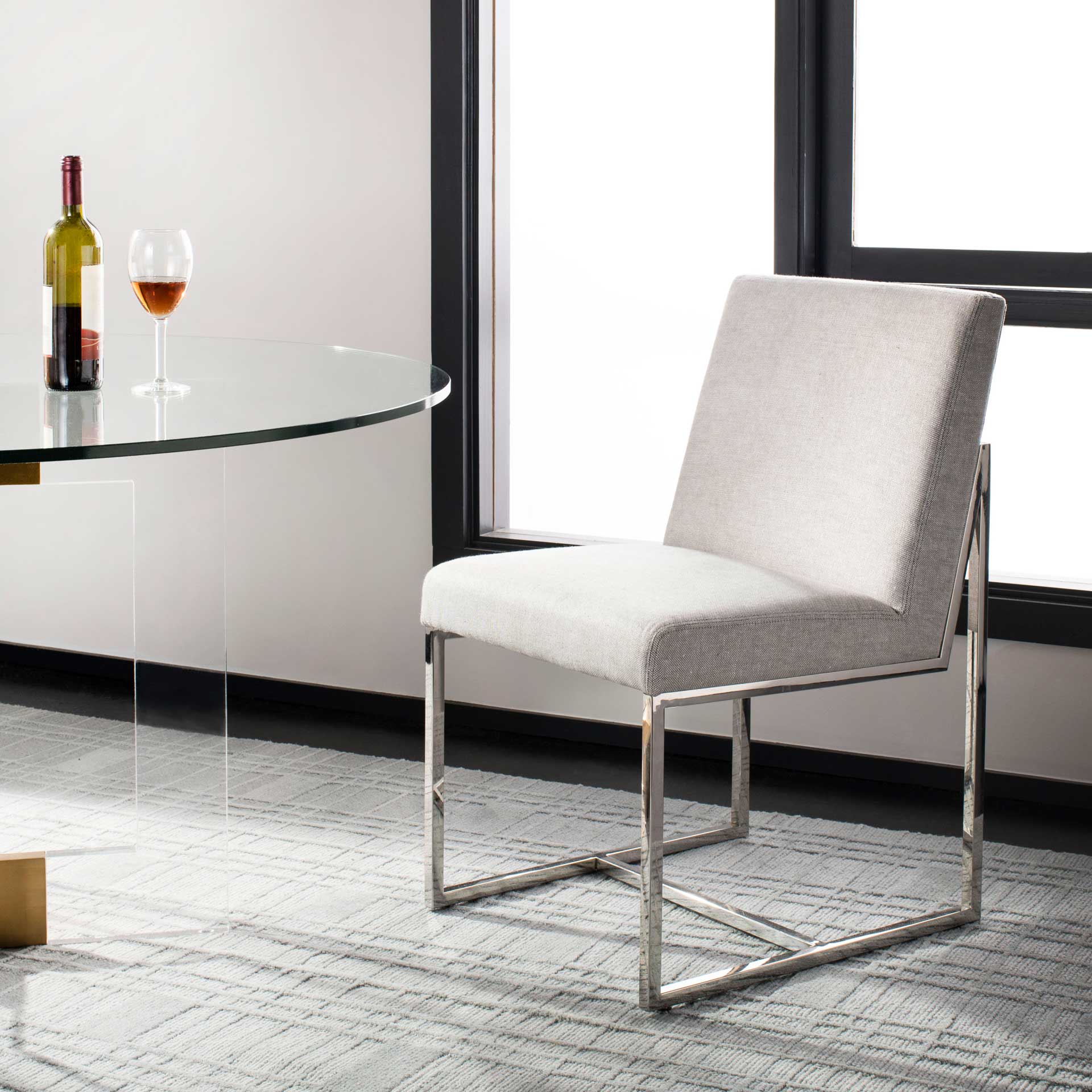 Lola Chrome Dining Chair Gray/White - Image 10