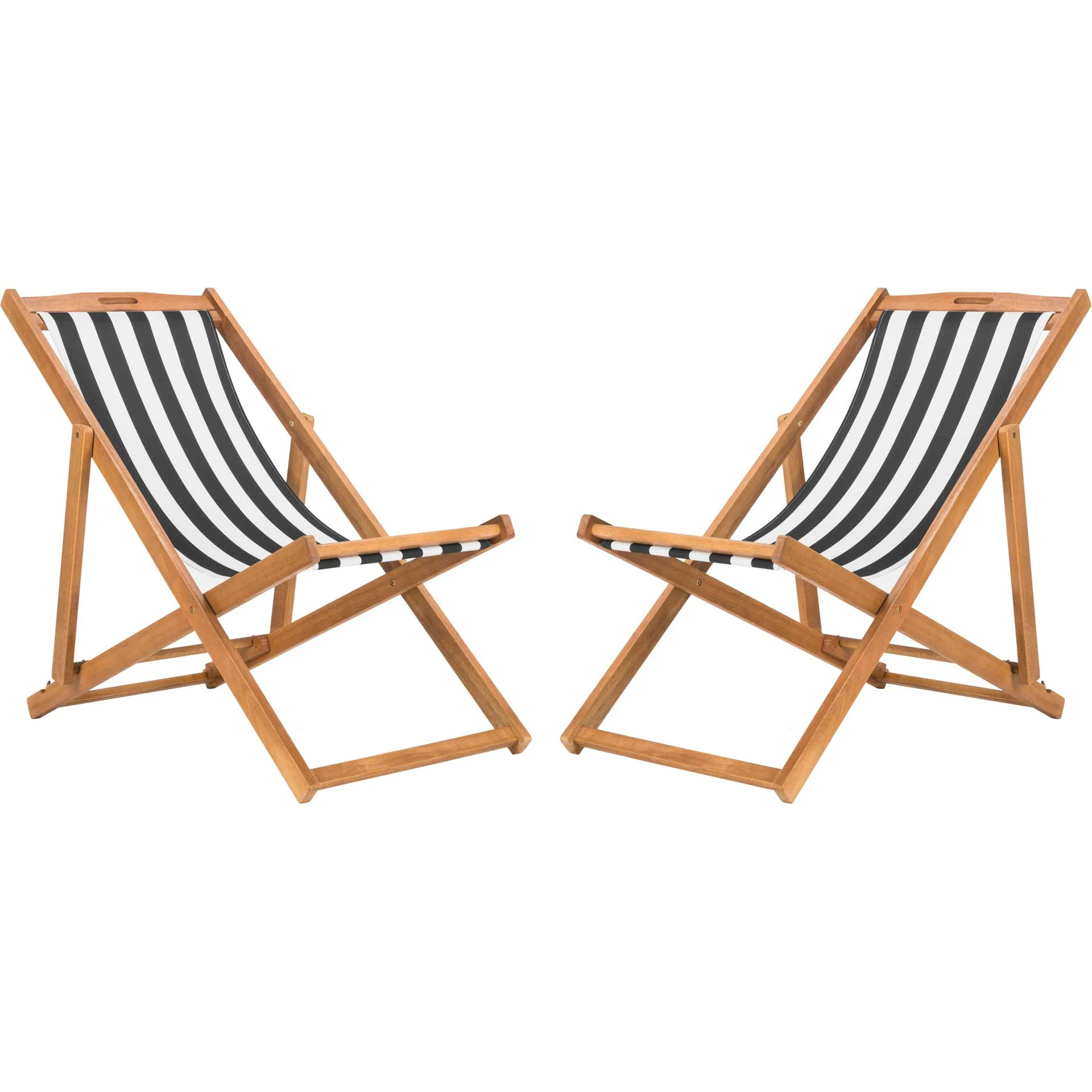 Lombardi Foldable Sling Chair Teak/Black/White (Set of 2) - Image 2