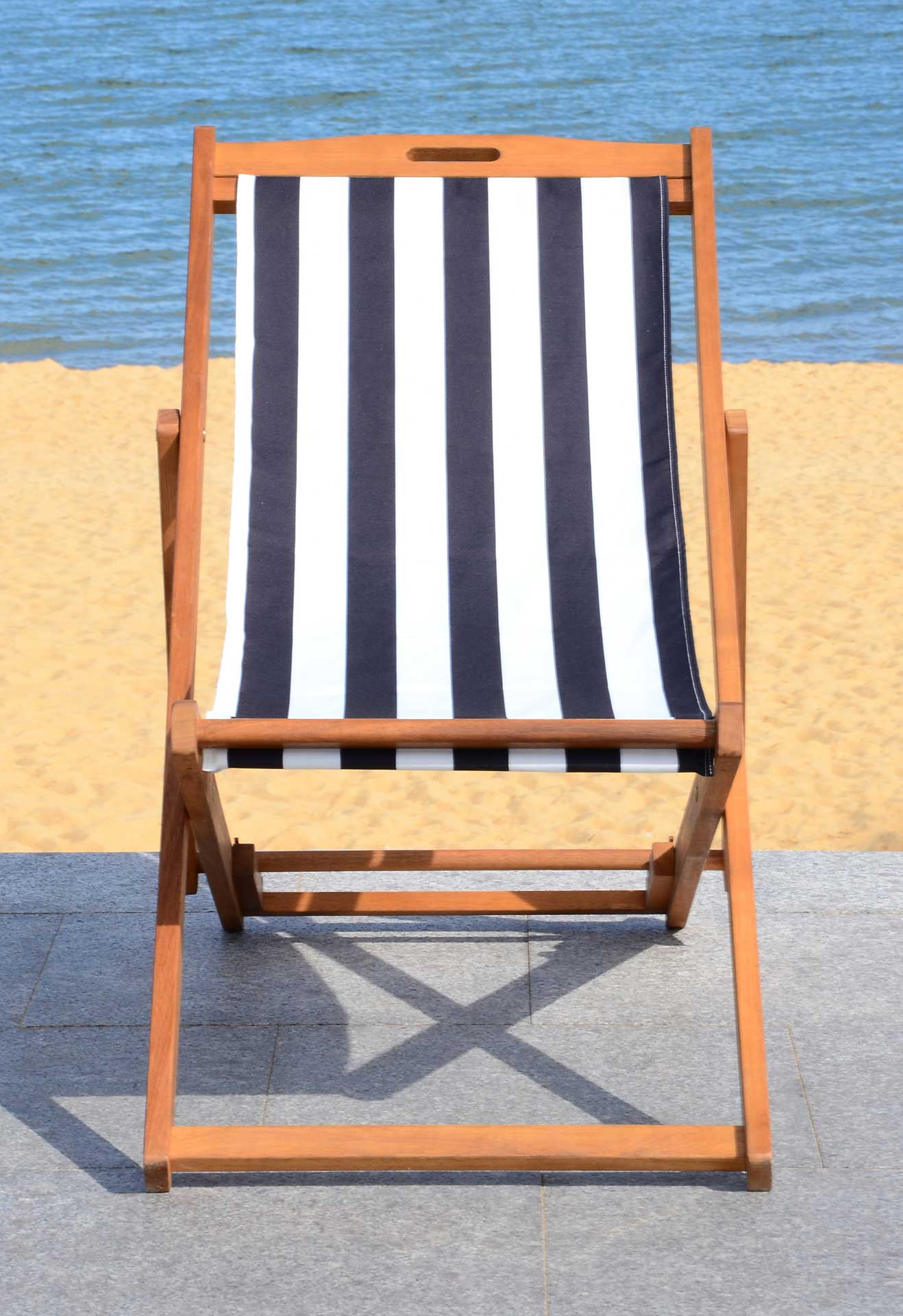 Lombardi Foldable Sling Chair Teak/Black/White (Set of 2) - Image 7