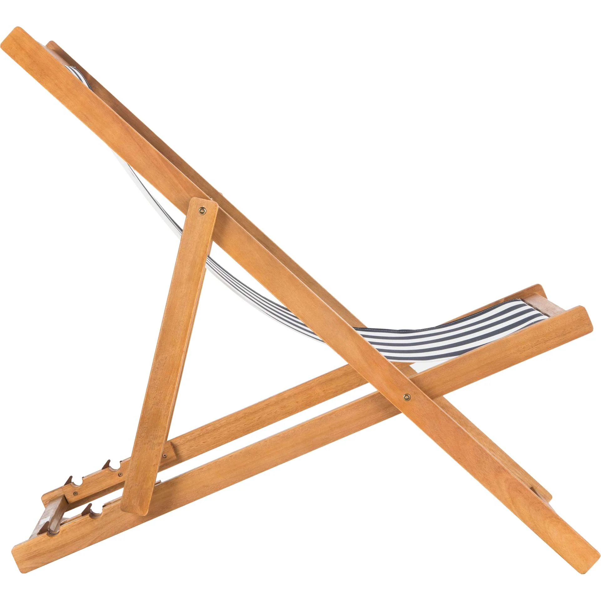 Lombardi Foldable Sling Chair Teak/Navy/White (Set of 2) - Image 4