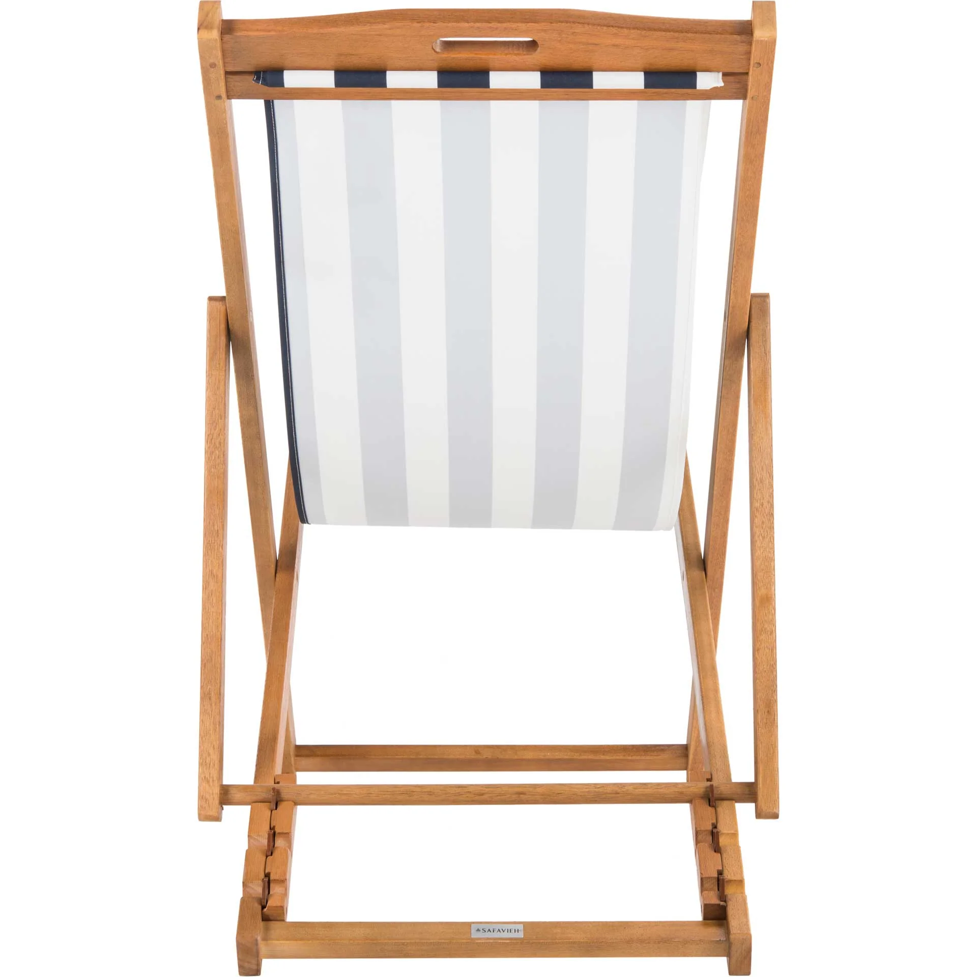 Lombardi Foldable Sling Chair Teak/Navy/White (Set of 2) - Image 5