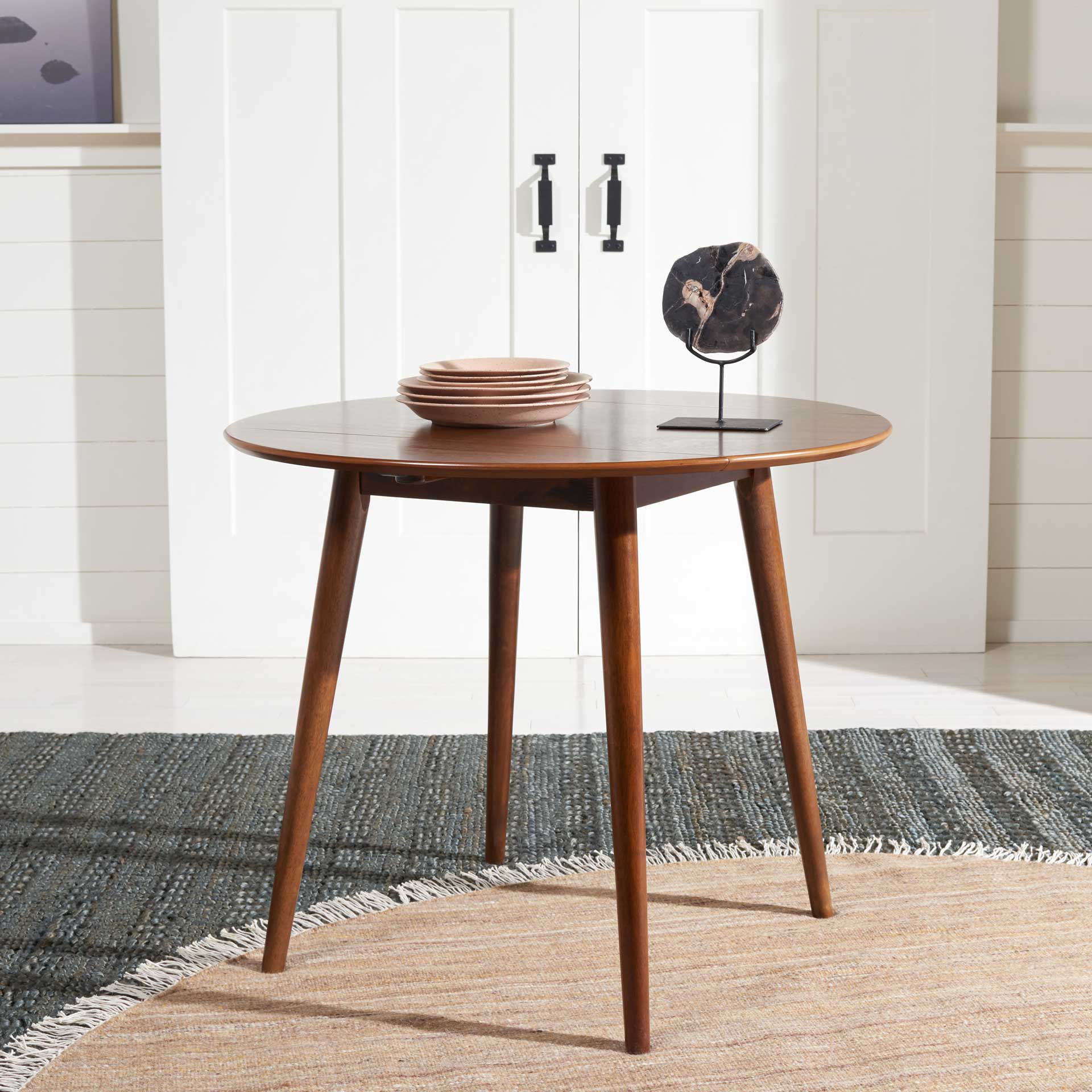Loni Folding Round Dining Table Walnut - Image 6