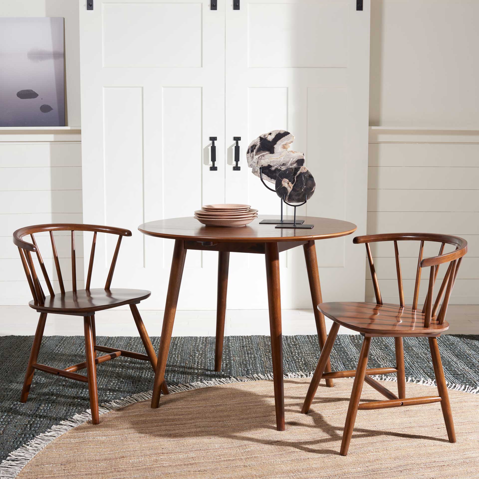 Loni Folding Round Dining Table Walnut - Image 7