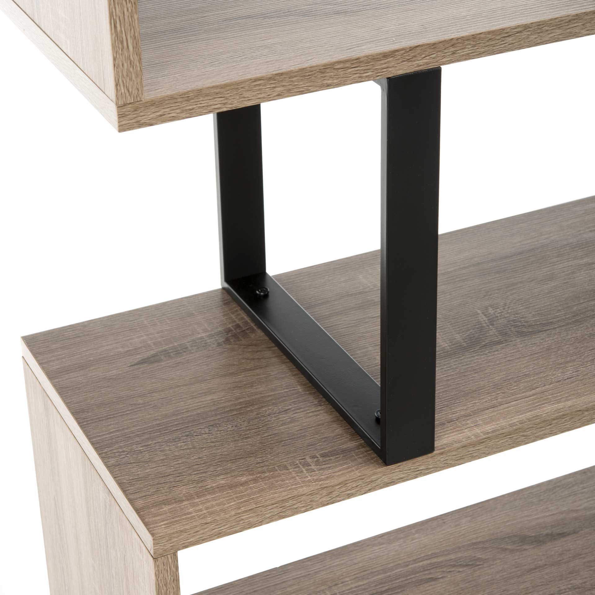 Lonny Retro Mid Century Wood Etagere Oak/Black - Image 5
