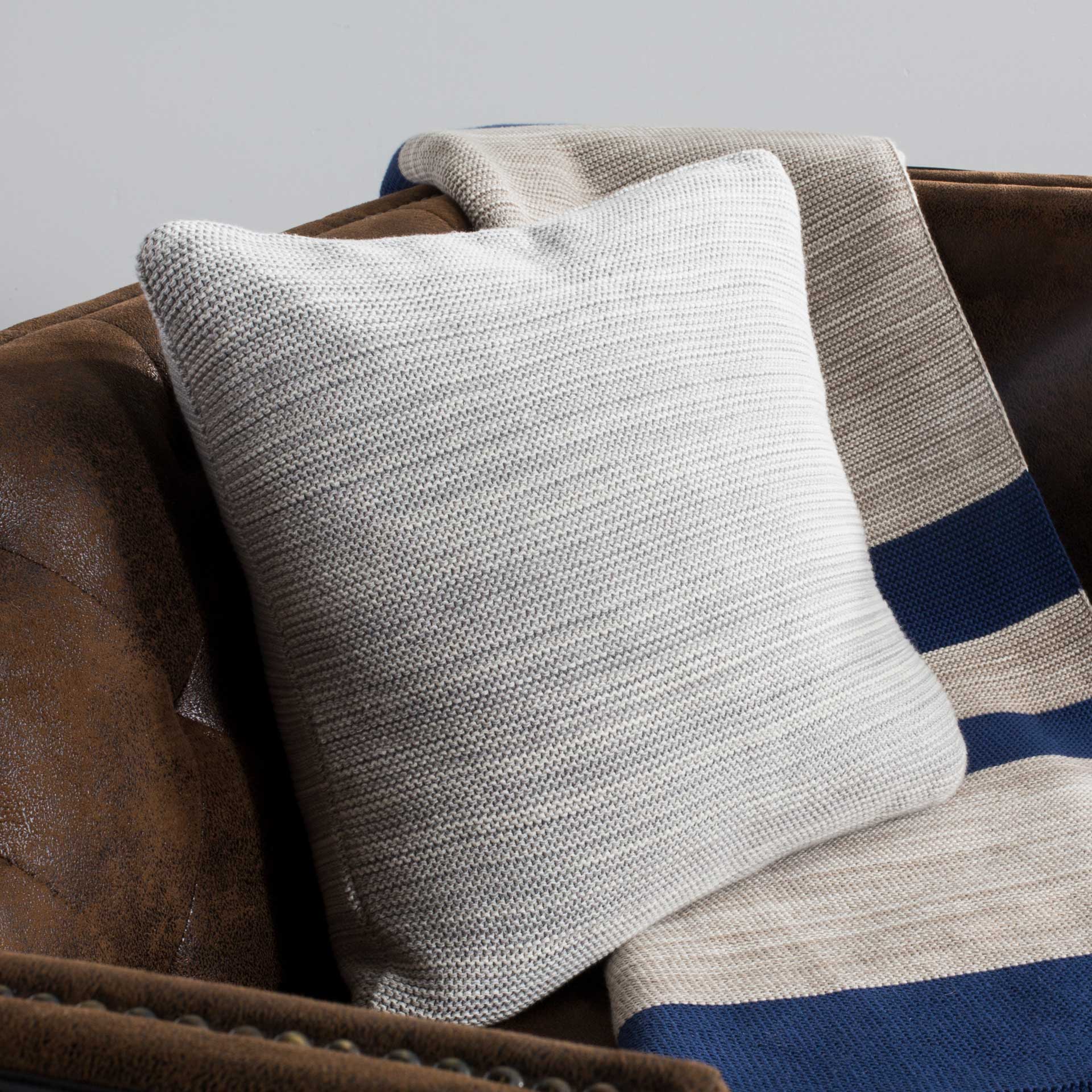 Loop Knit Pillow Light Gray/Natural - Image 2