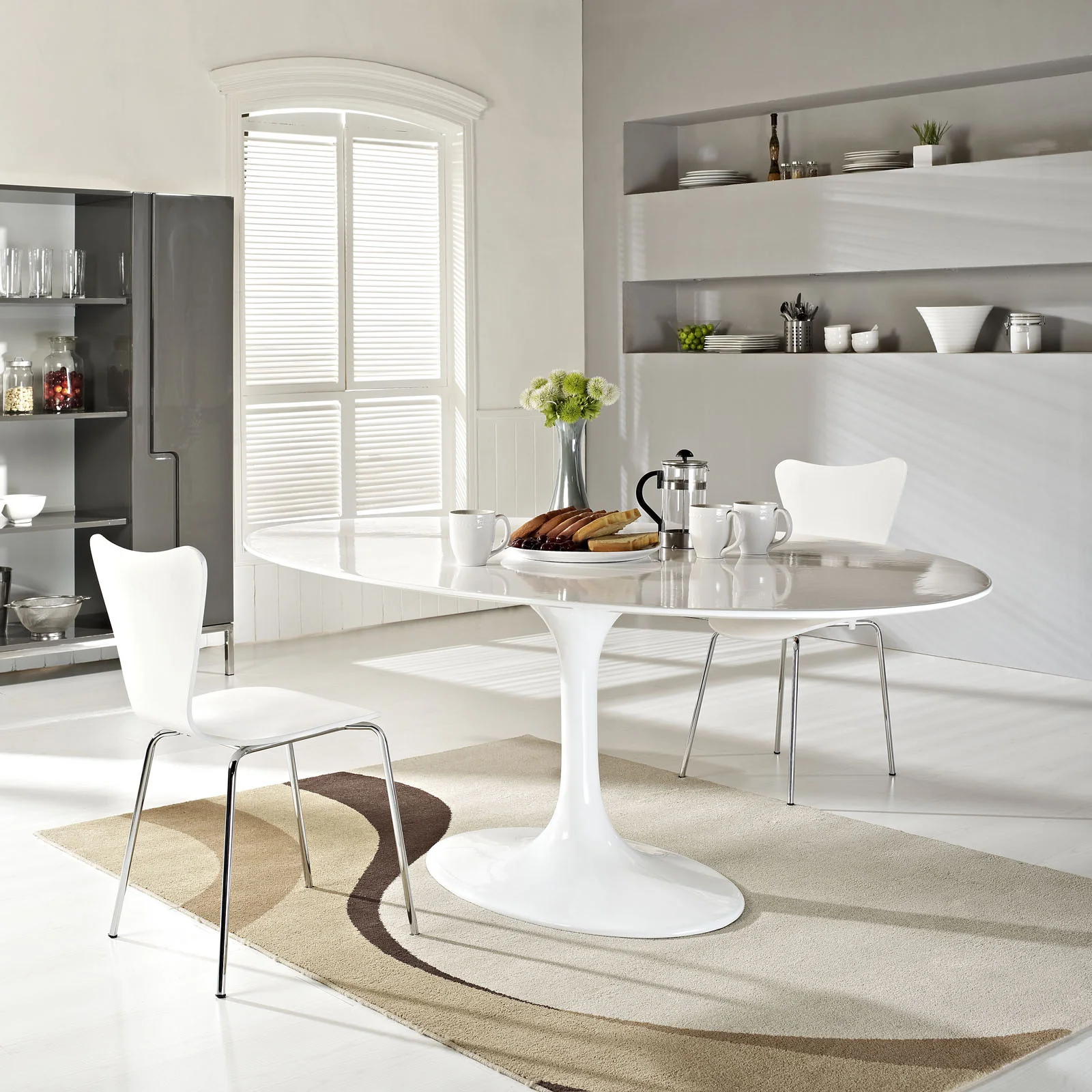 Lore 78" Fiberglass Dining Table White - Image 4