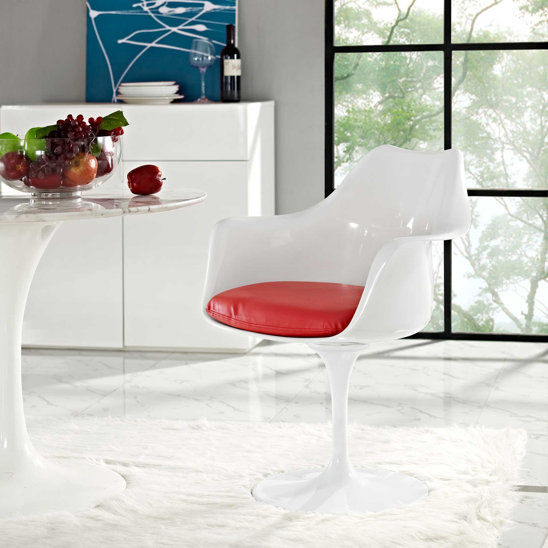 Lore Dining Vinyl Armchair Red - Image 4