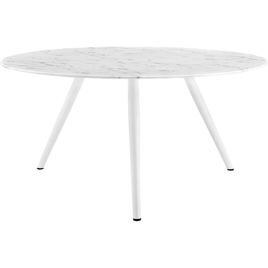 Lore Faux Marble Tripod Dining Table White - Image 2