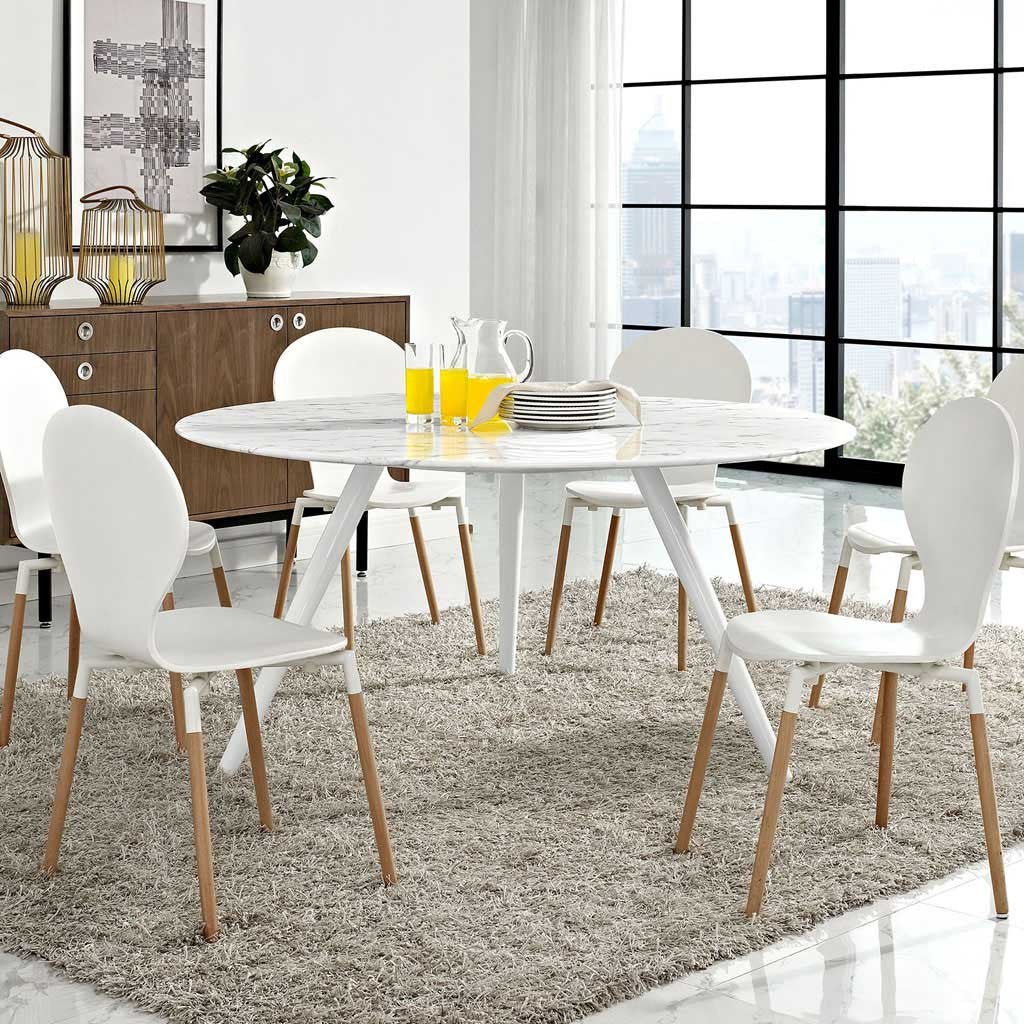 Lore Faux Marble Tripod Dining Table White - Image 4