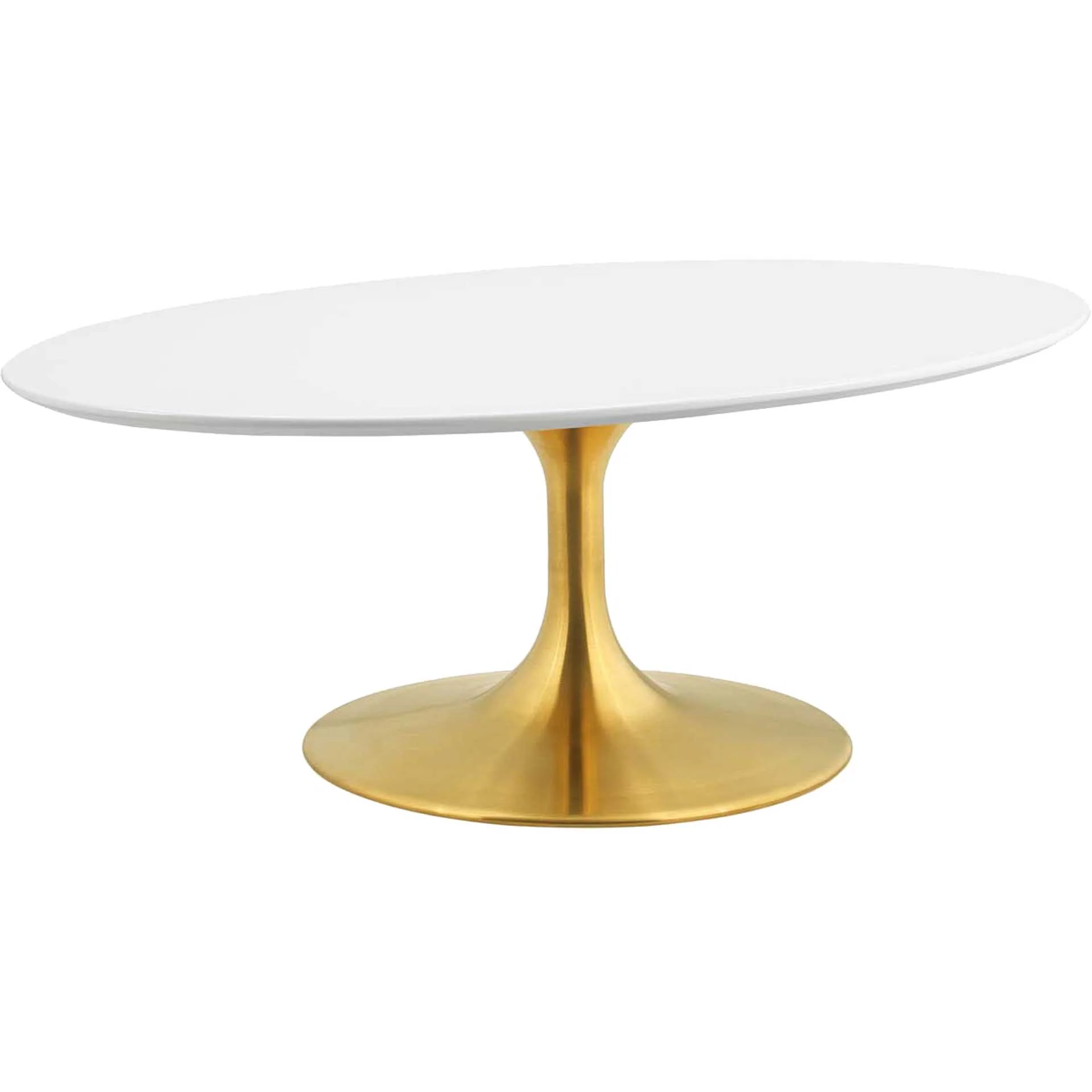 Lore Oval Coffee Table Gold/White - Image 2