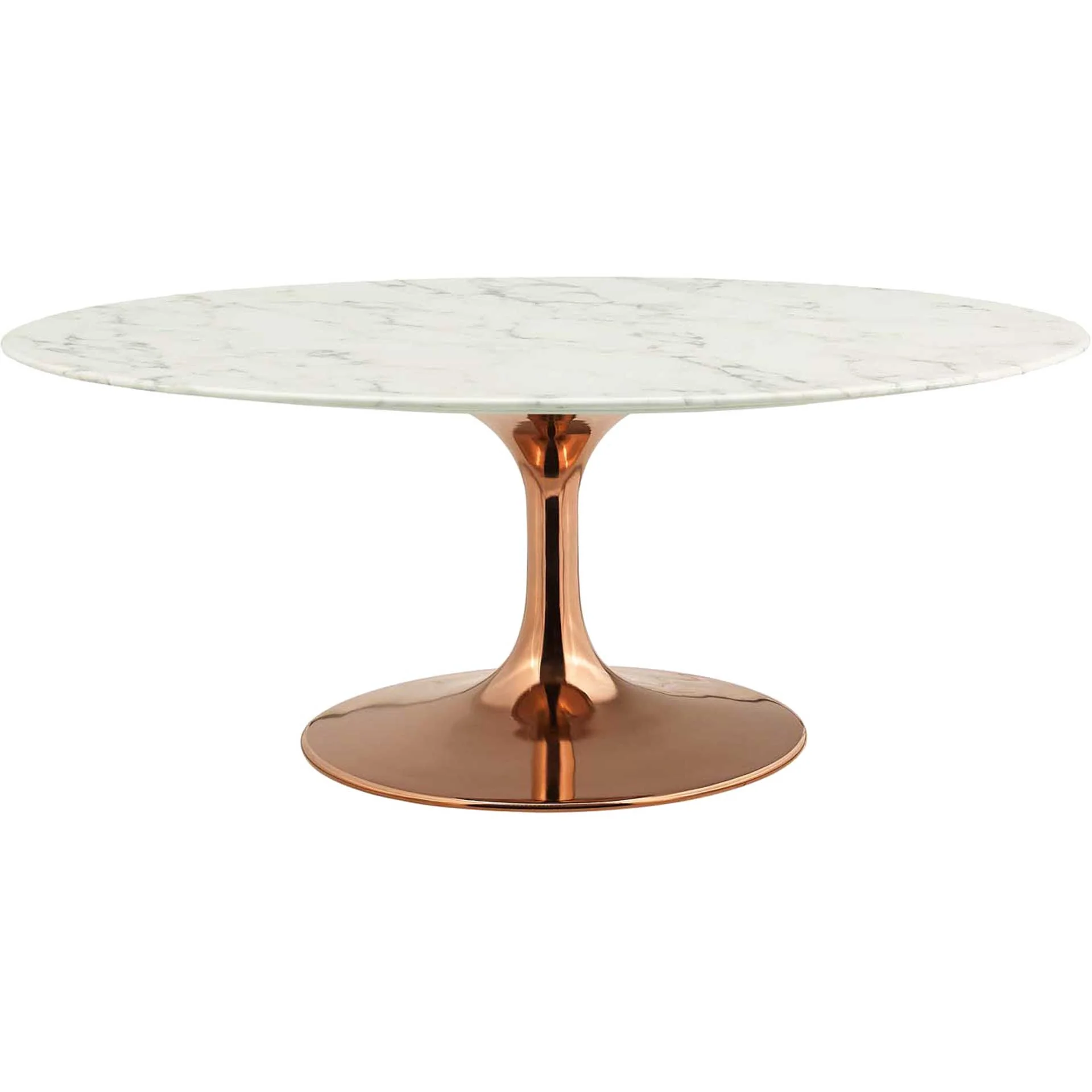 Lore Oval Coffee Table Rose/White Marble - Image 2