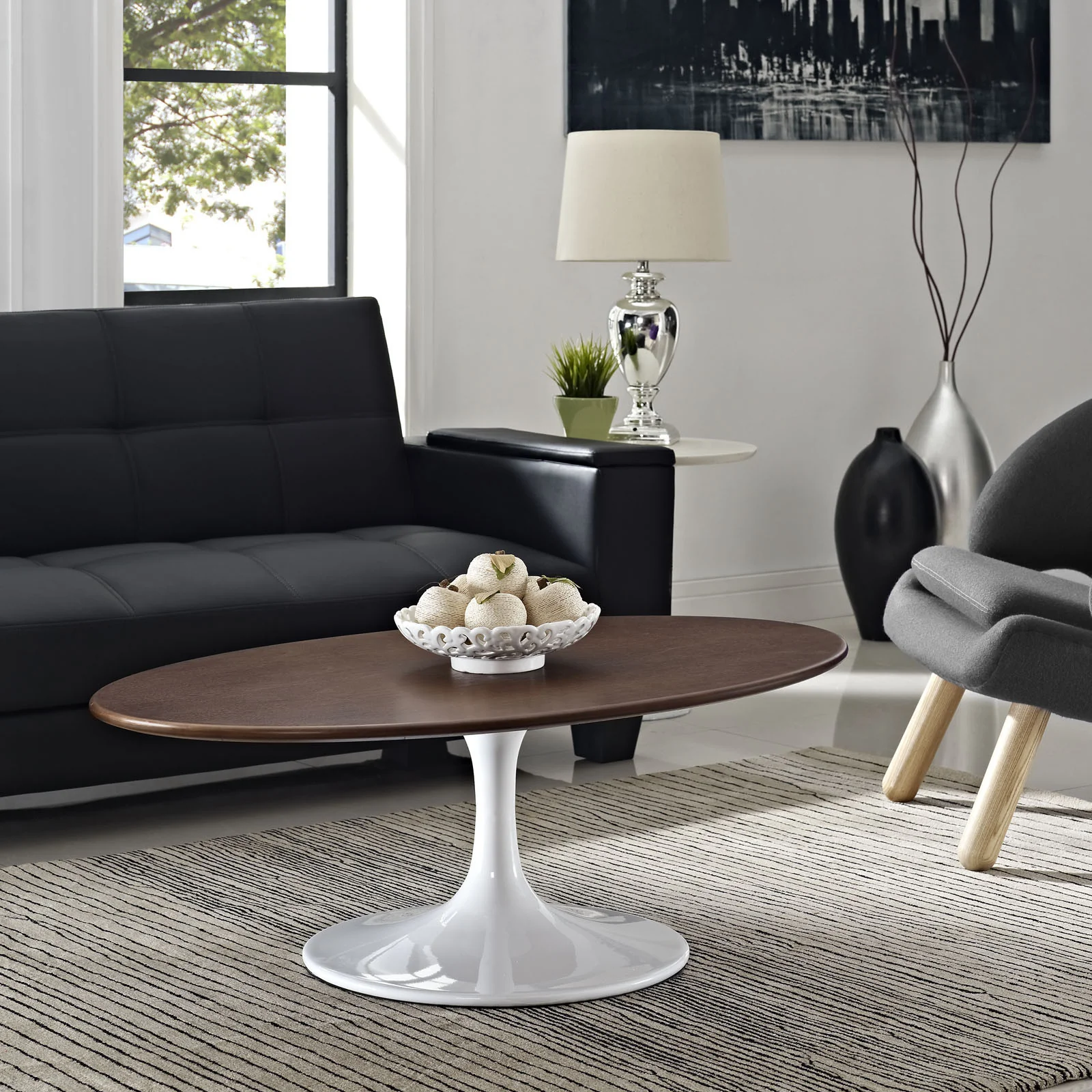 Lore Oval Coffee Table Walnut - Image 4