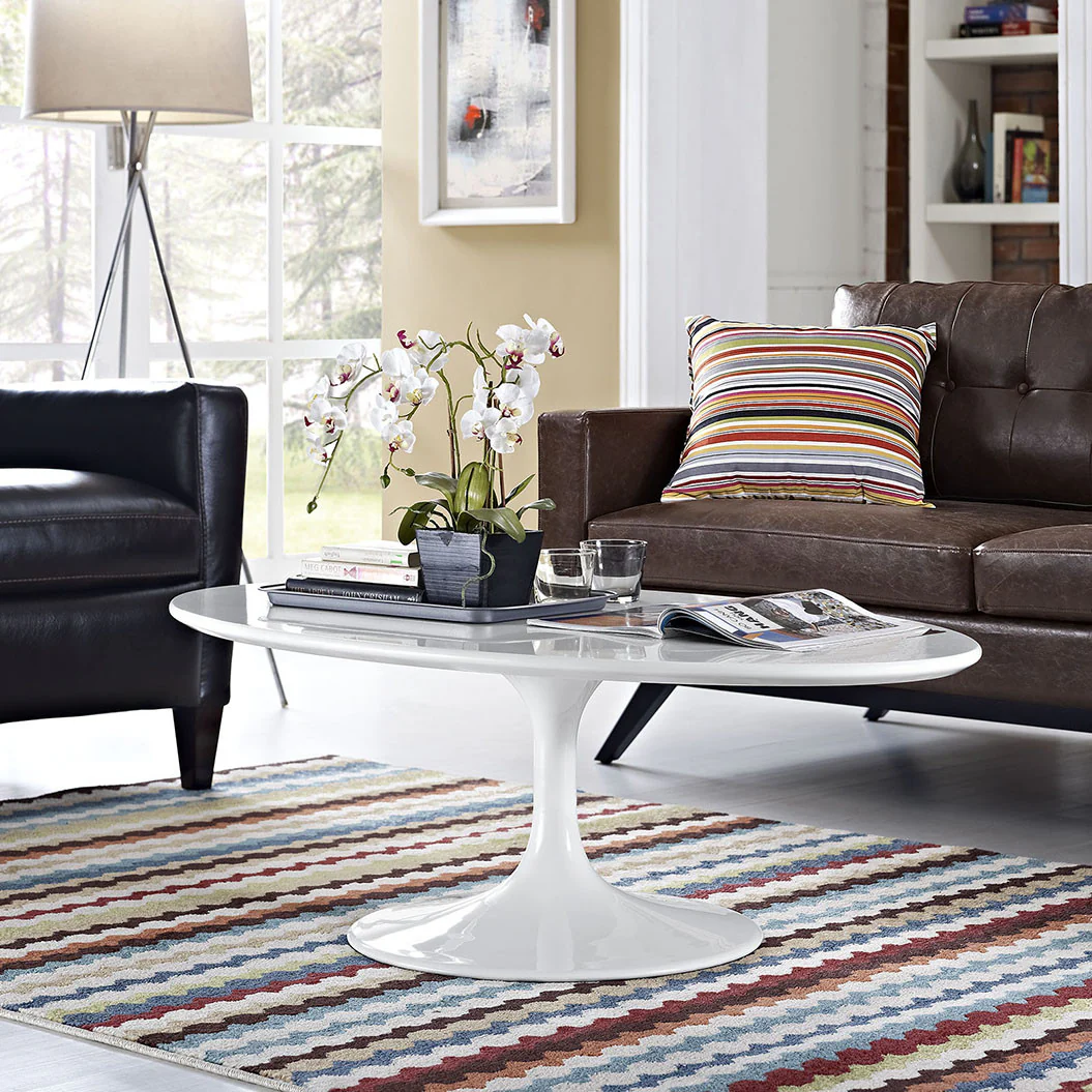 Lore Oval Coffee Table White - Image 5