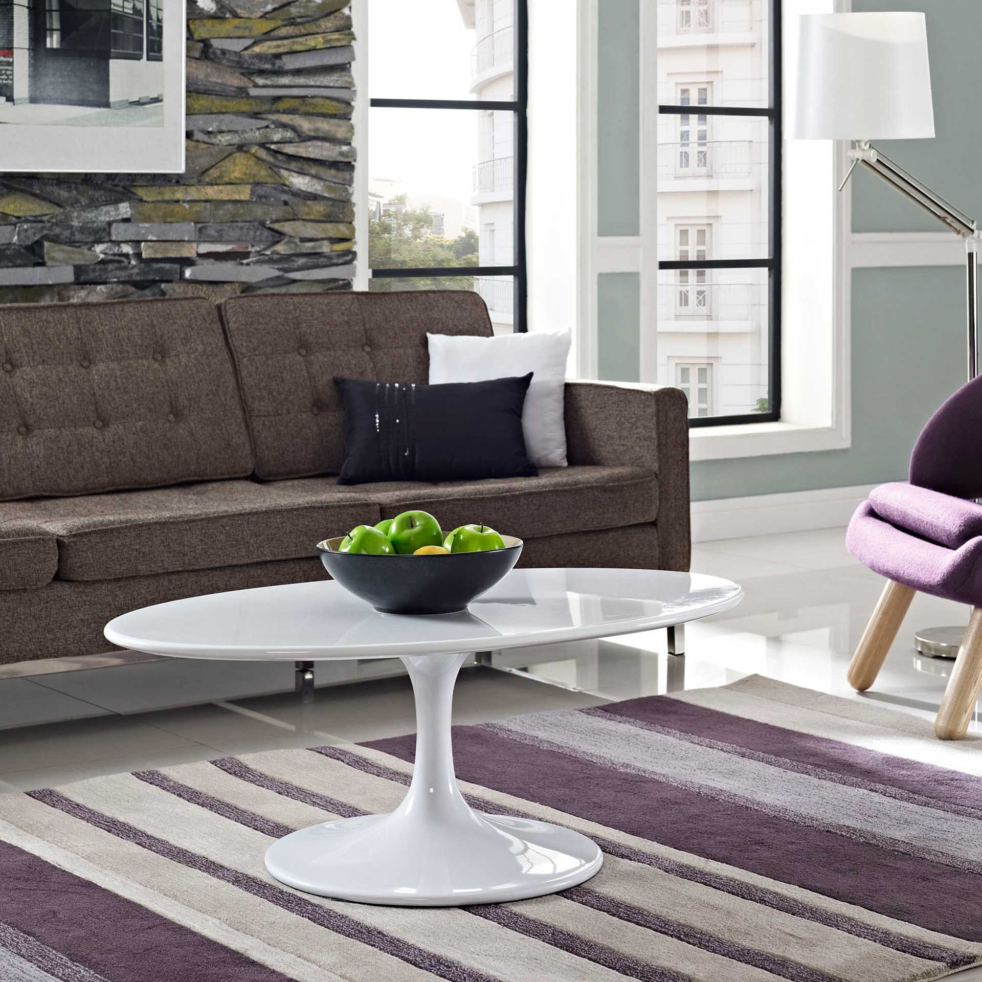 Lore Oval Coffee Table White - Image 8