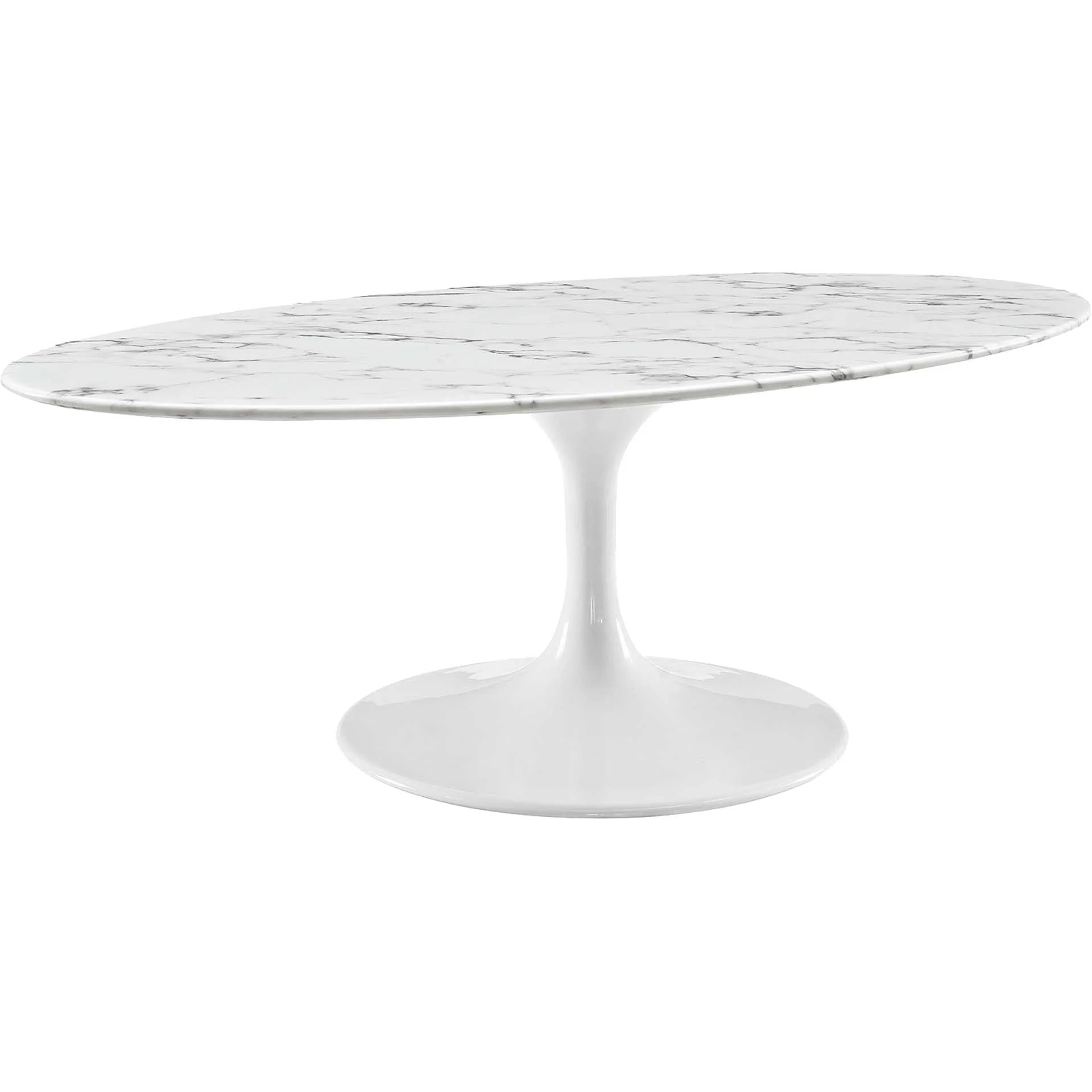 Lore Oval Coffee Table White Marble - Image 2