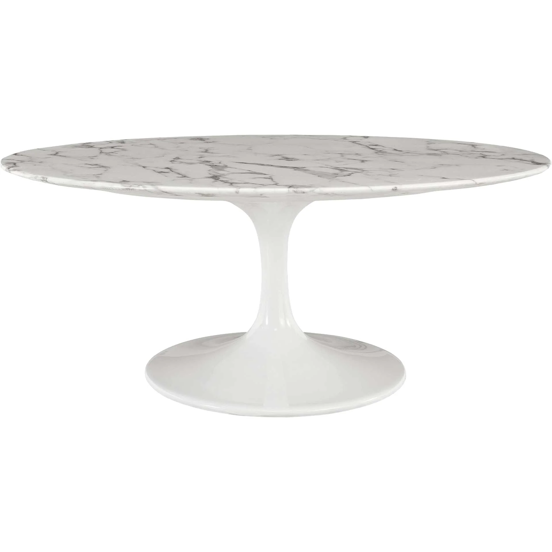 Lore Oval Coffee Table White Marble - Image 6