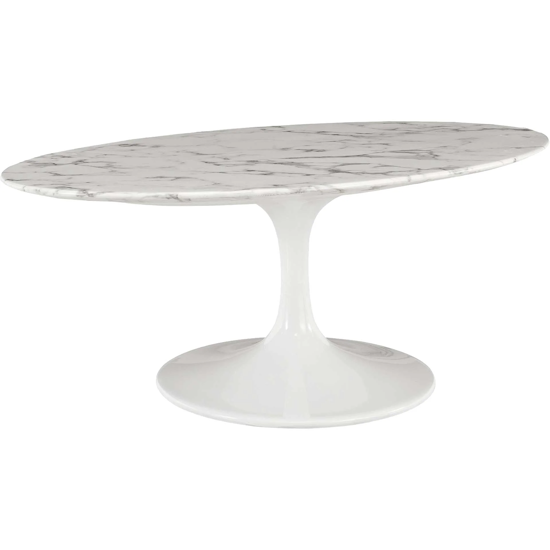 Lore Oval Coffee Table White Marble - Image 7