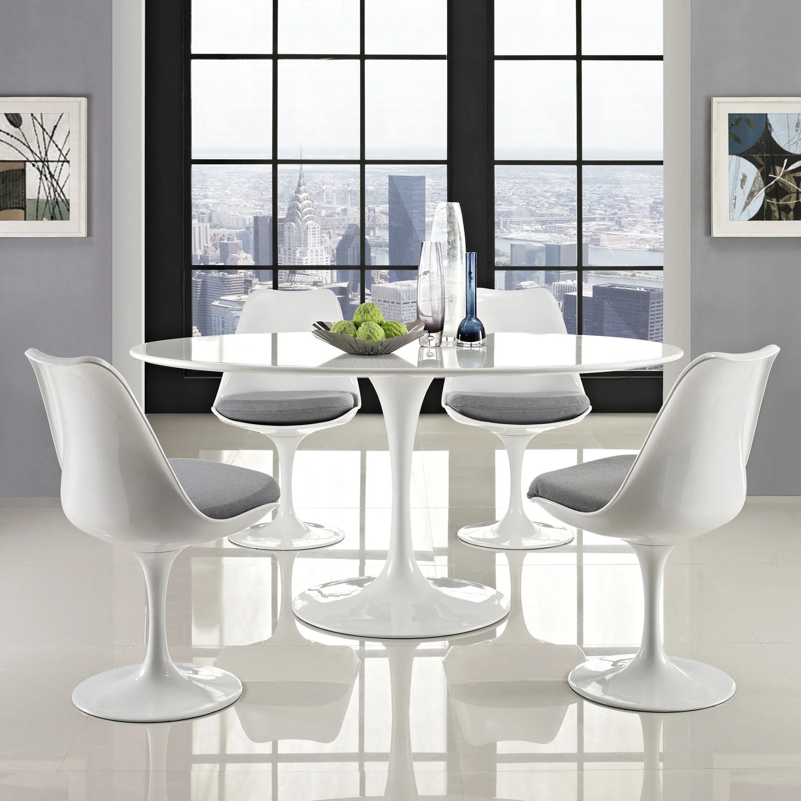Lore Oval Dining Table White - Image 4