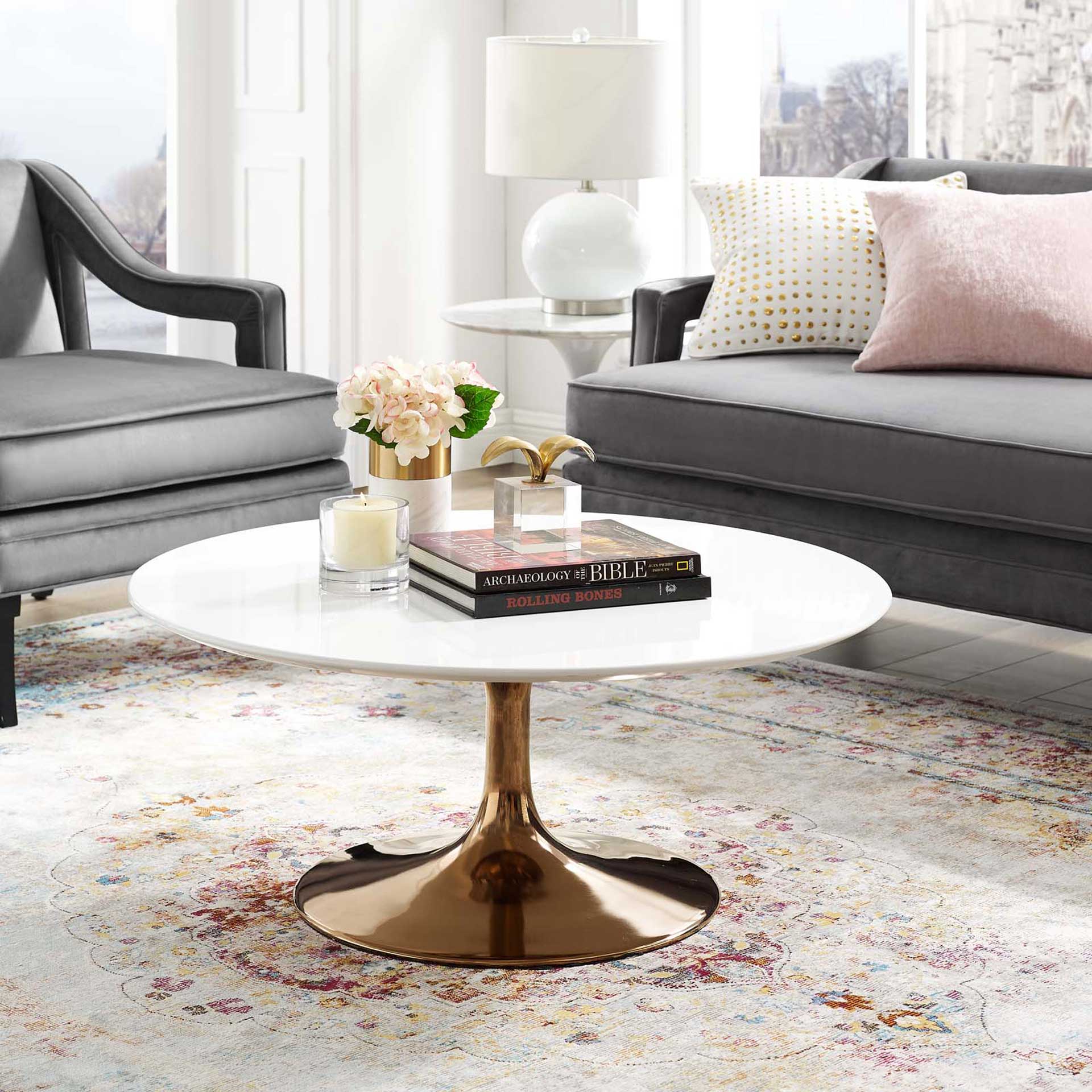 Lore Round Coffee Table Rose/White - Image 4