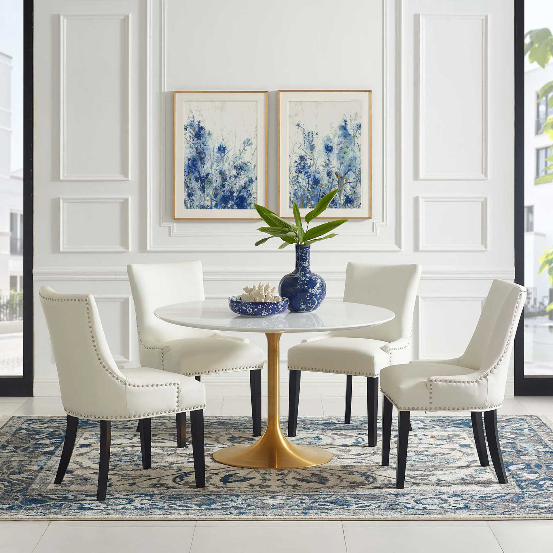 Lore Round Dining Table Gold/White - Image 10
