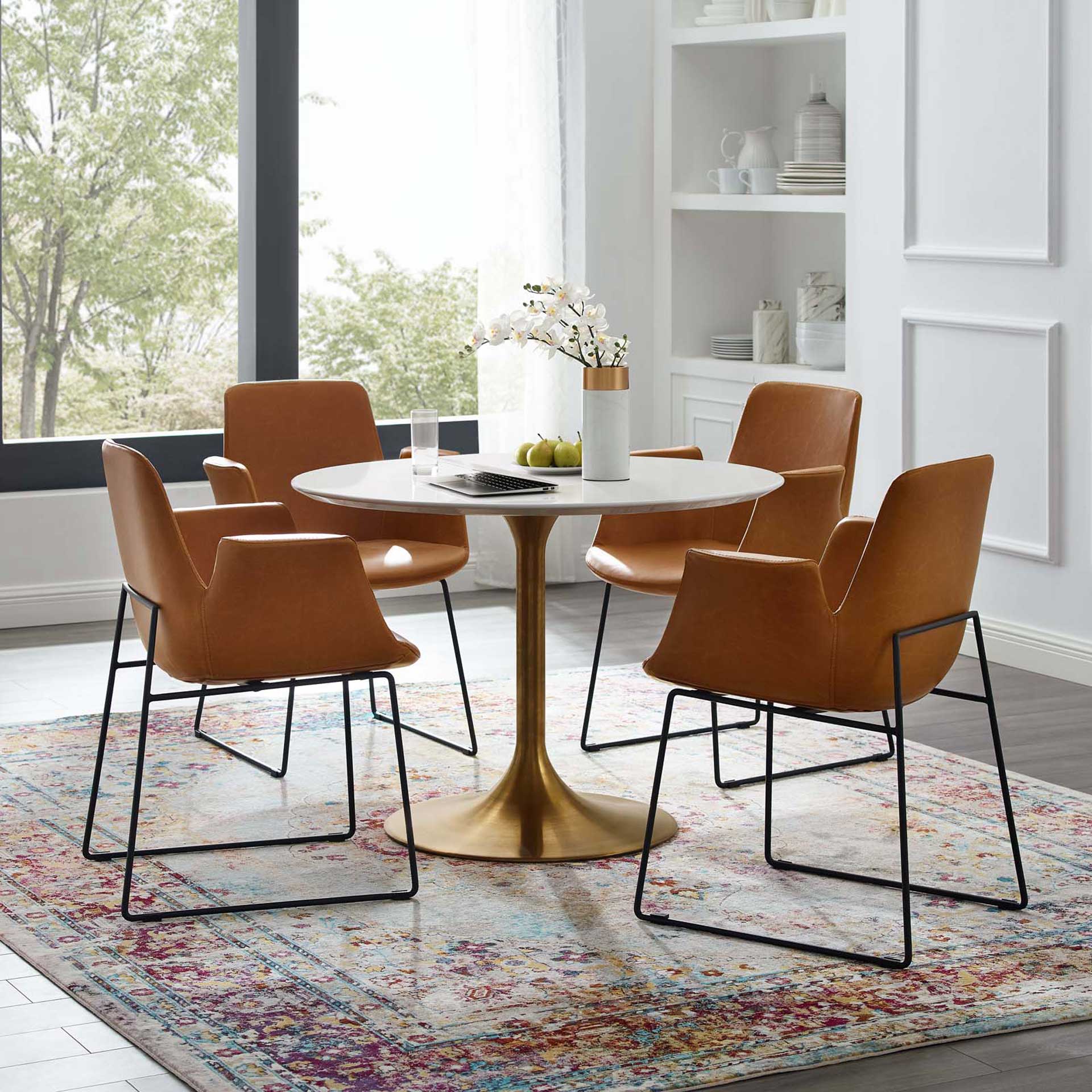 Lore Round Dining Table Gold/White - Image 11