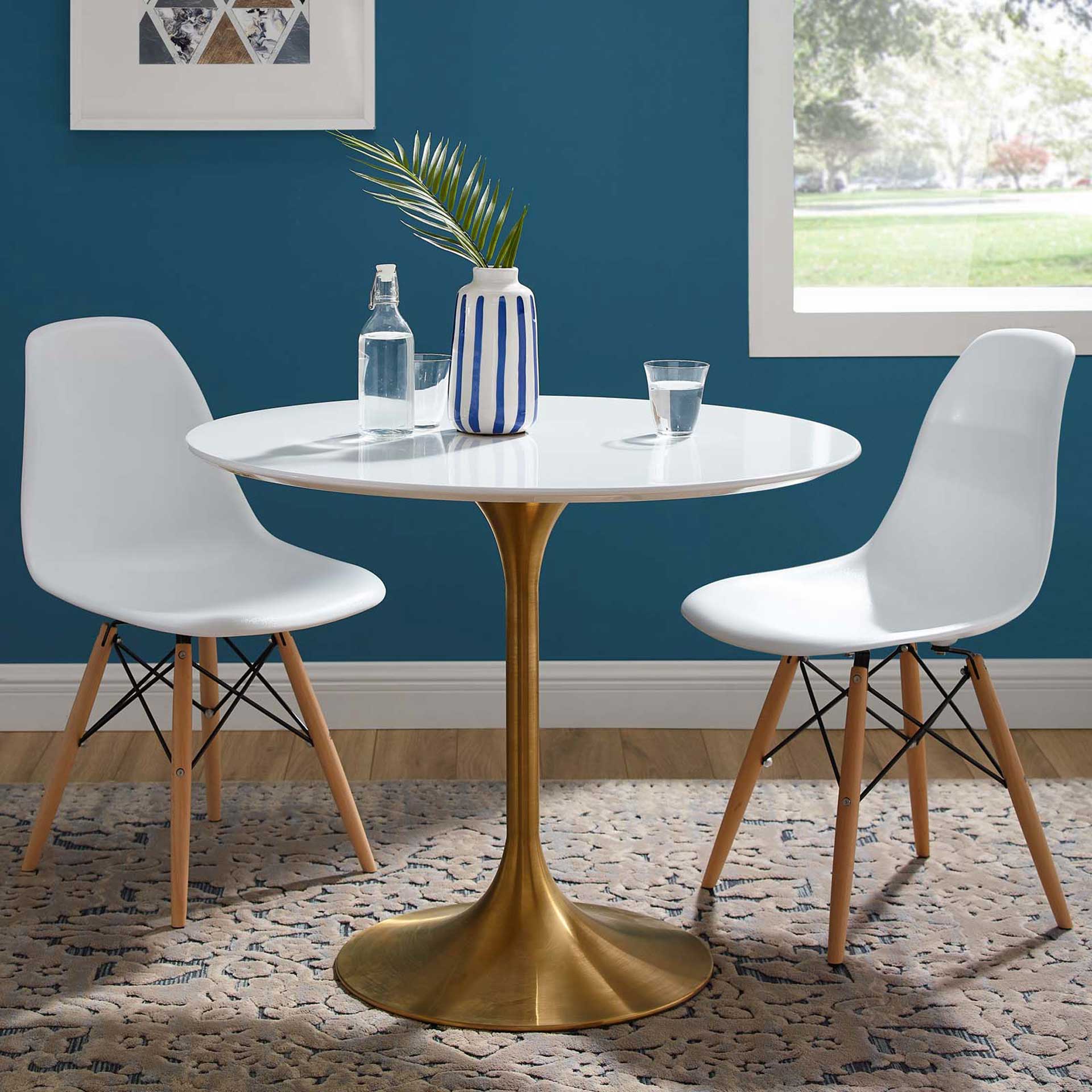 Lore Round Dining Table Gold/White - Image 12