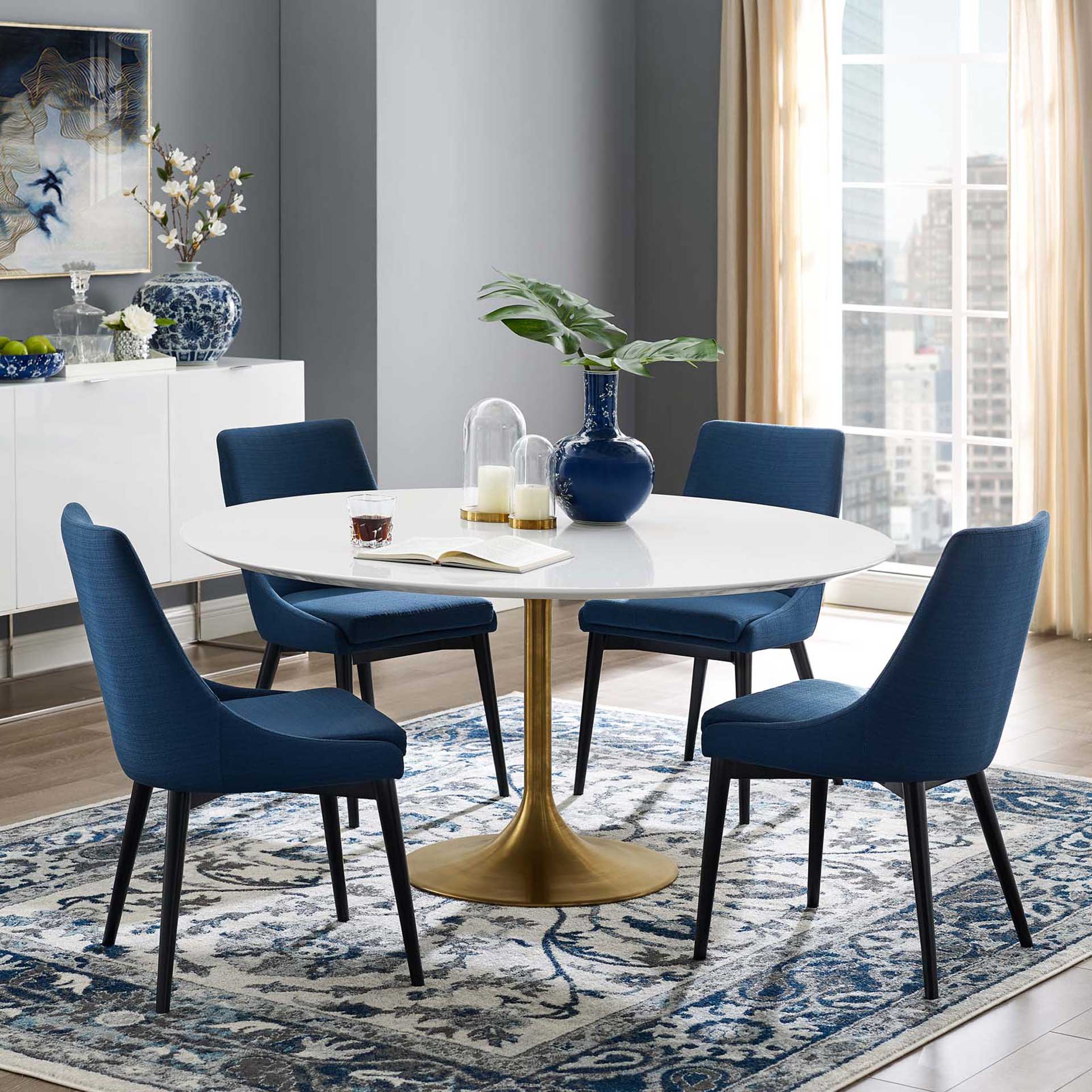 Lore Round Dining Table Gold/White - Image 8