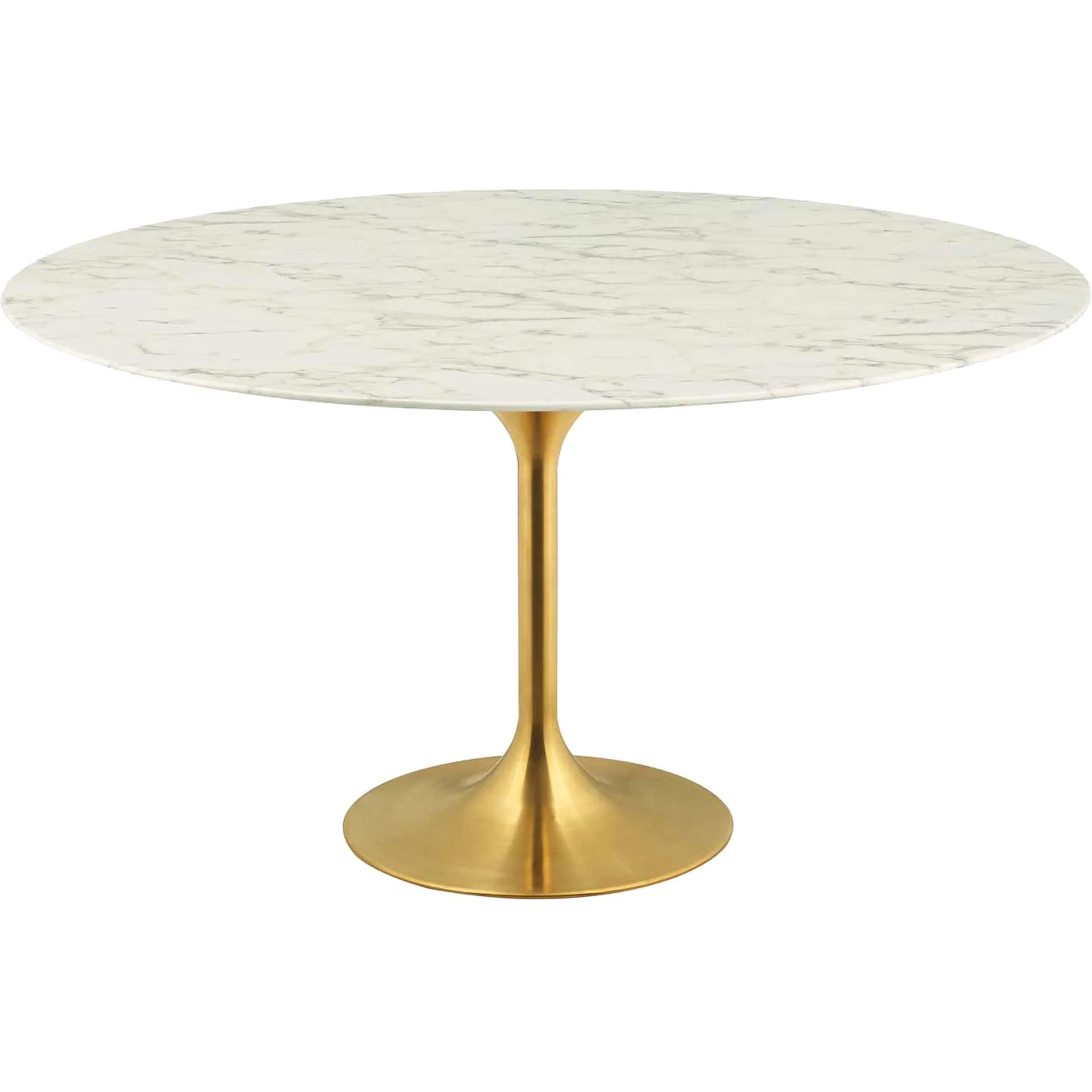 Lore Round Dining Table Gold/White Marble