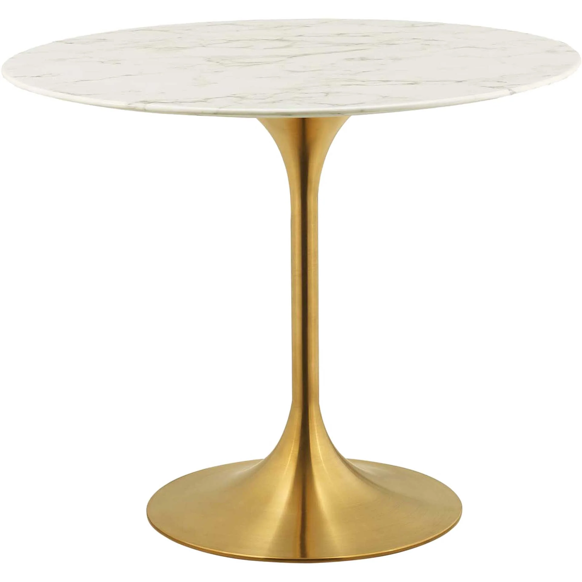 Lore Round Dining Table Gold/White Marble - Image 11