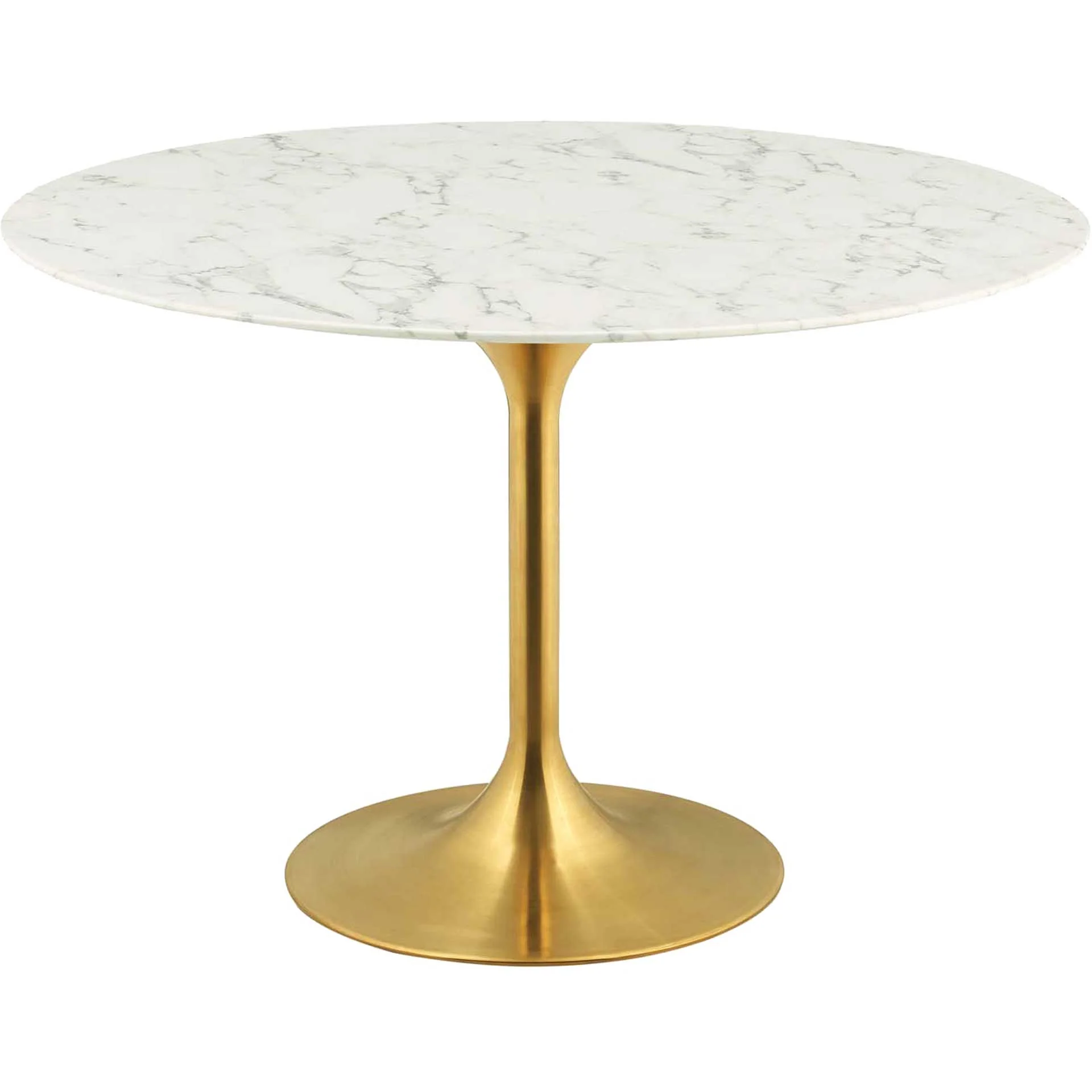 Lore Round Dining Table Gold/White Marble - Image 7