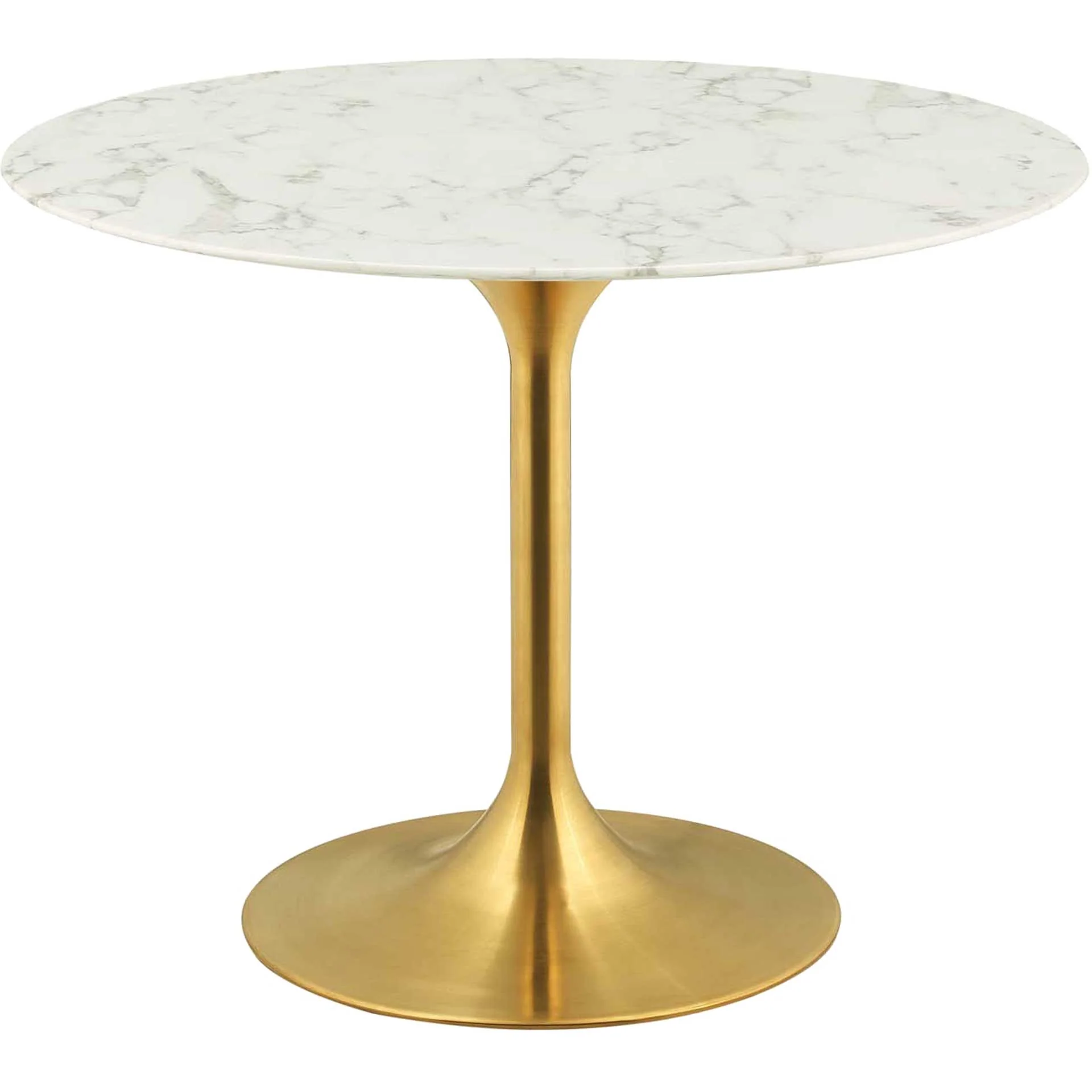 Lore Round Dining Table Gold/White Marble - Image 9