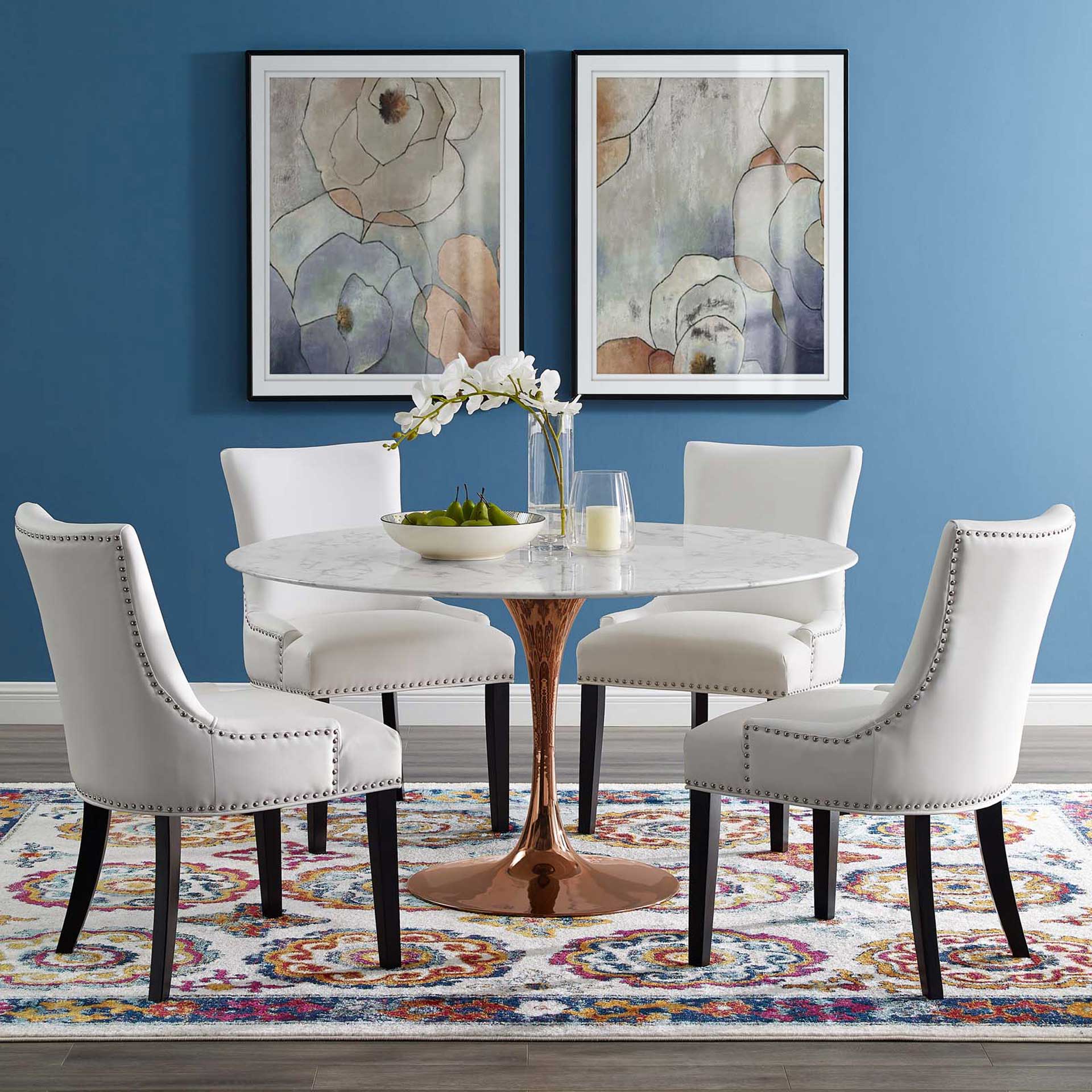 Lore Round Dining Table Rose/White Marble - Image 6