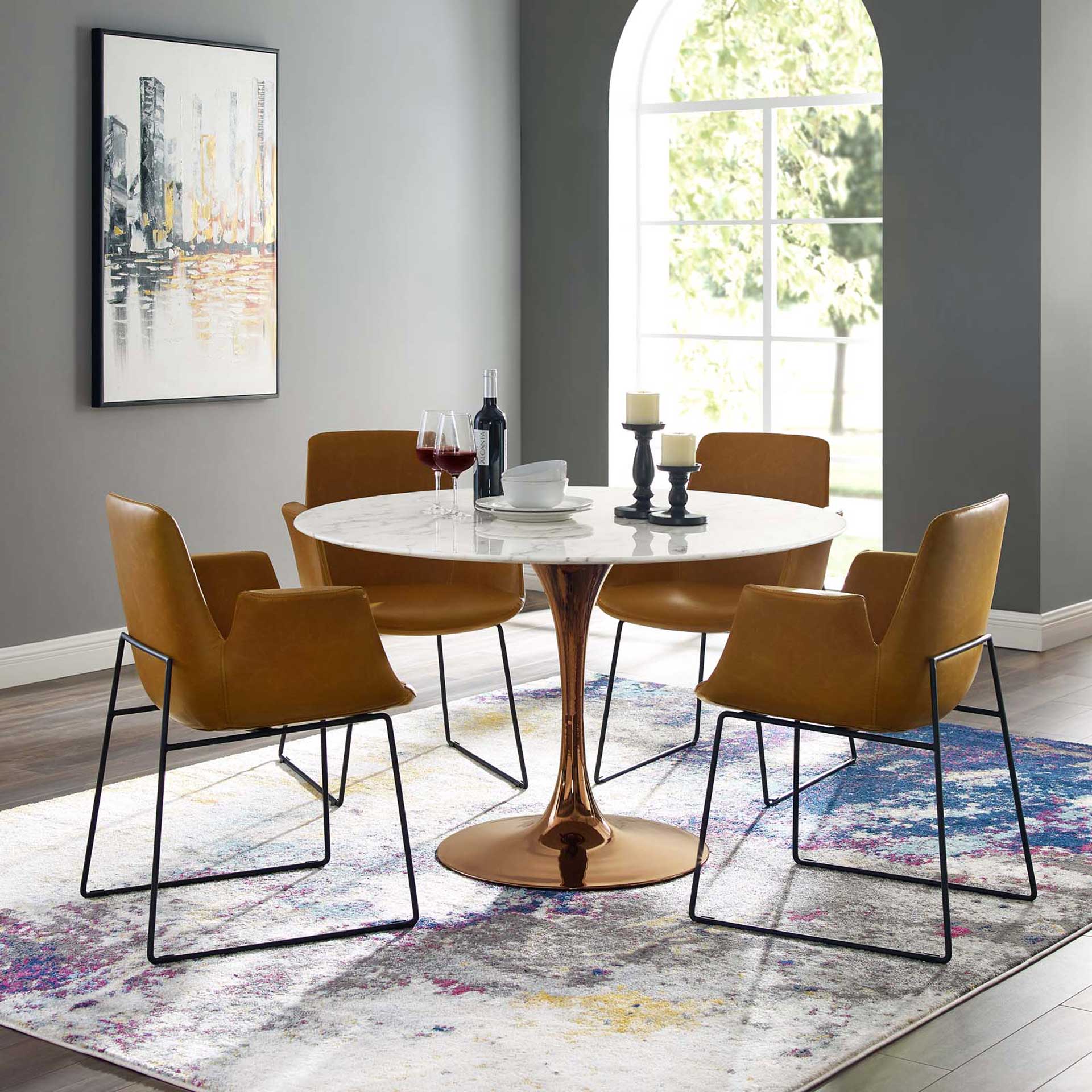 Lore Round Dining Table Rose/White Marble - Image 8