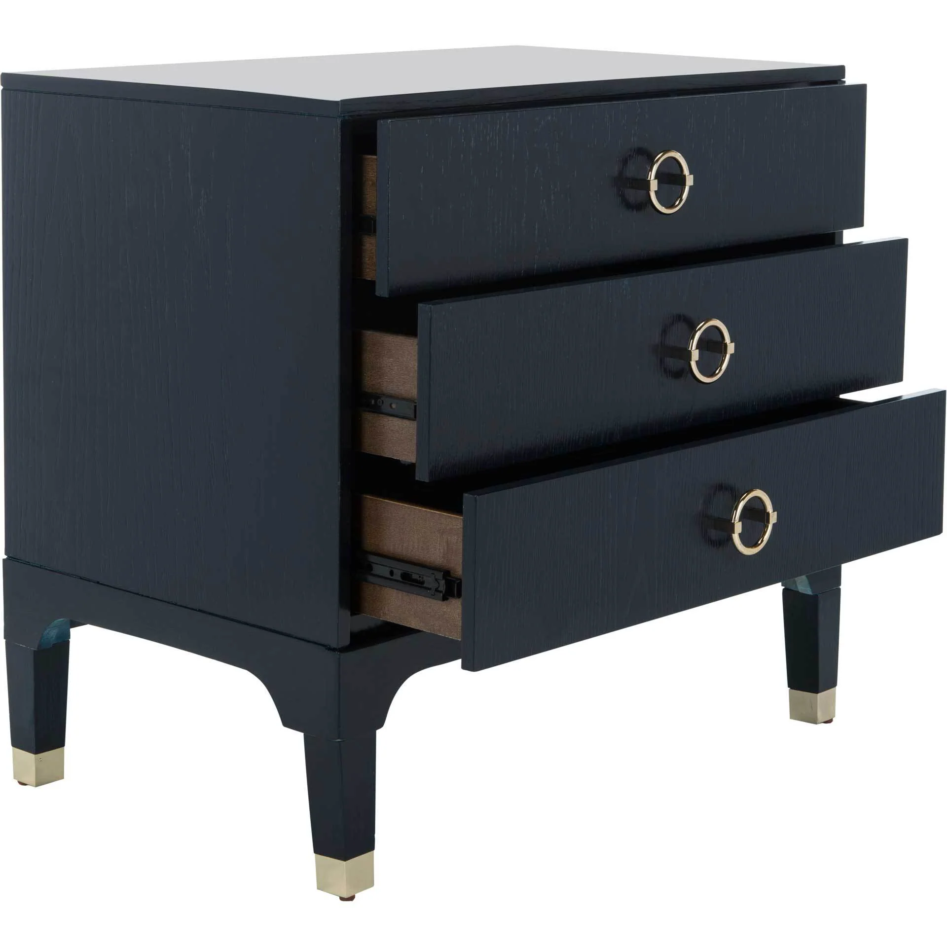 Lorenzo 3 Drawer Contemporary Nightstand Navy - Image 3