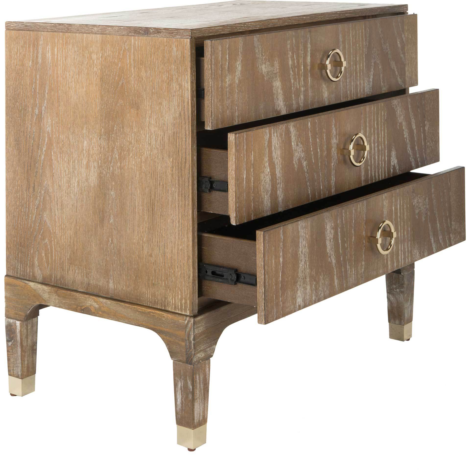 Lorenzo 3 Drawer Contemporary Nightstand Rustic Oak - Image 3