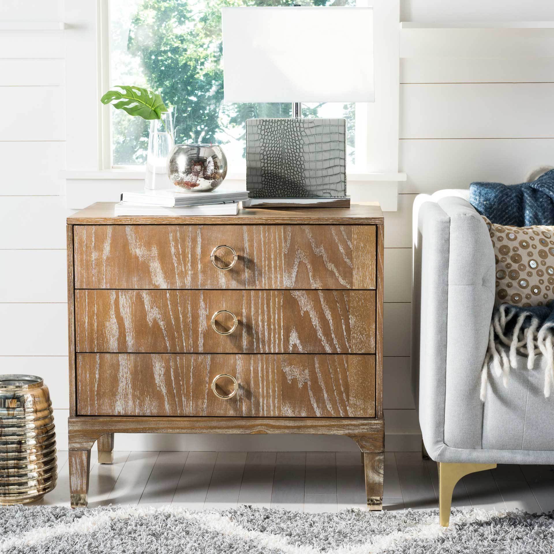 Lorenzo 3 Drawer Contemporary Nightstand Rustic Oak - Image 5