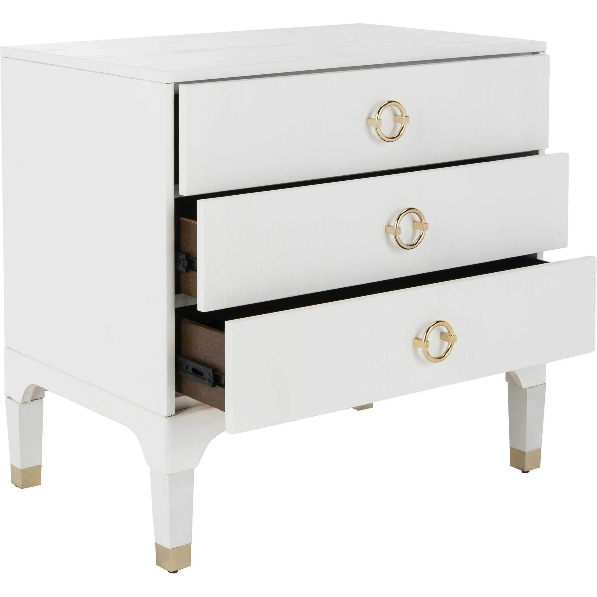 Lorenzo 3 Drawer Contemporary Nightstand White - Image 3