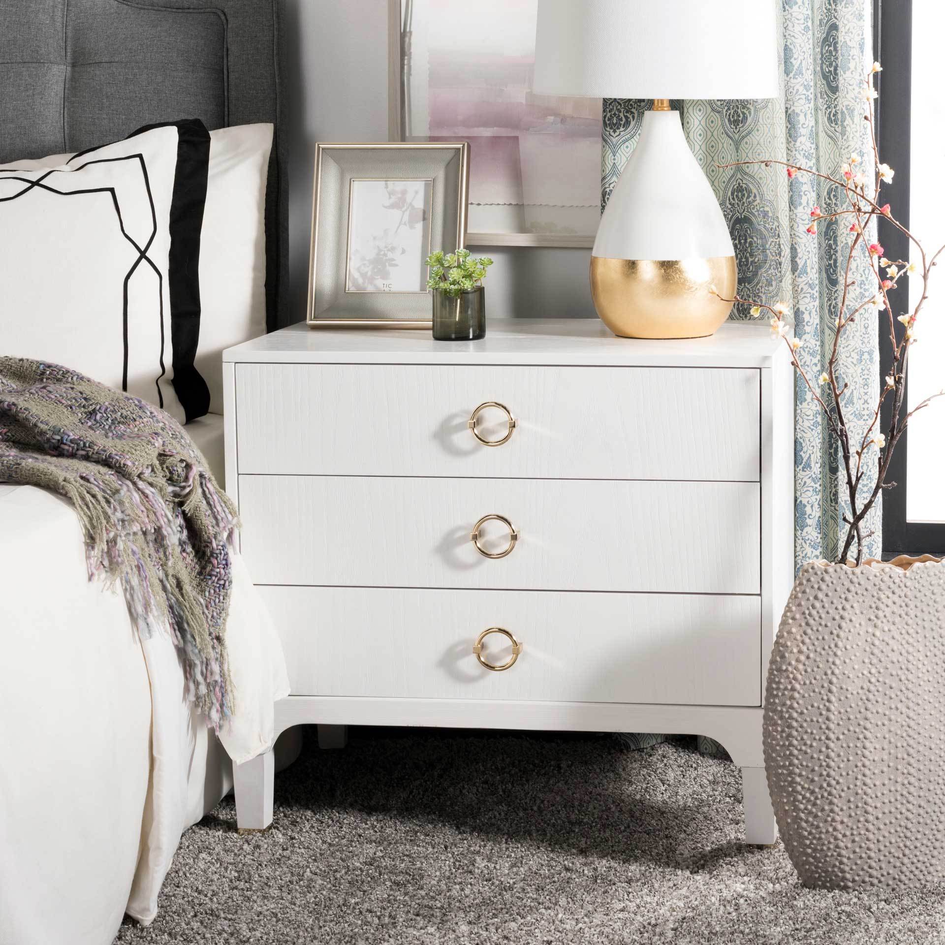 Lorenzo 3 Drawer Contemporary Nightstand White - Image 5