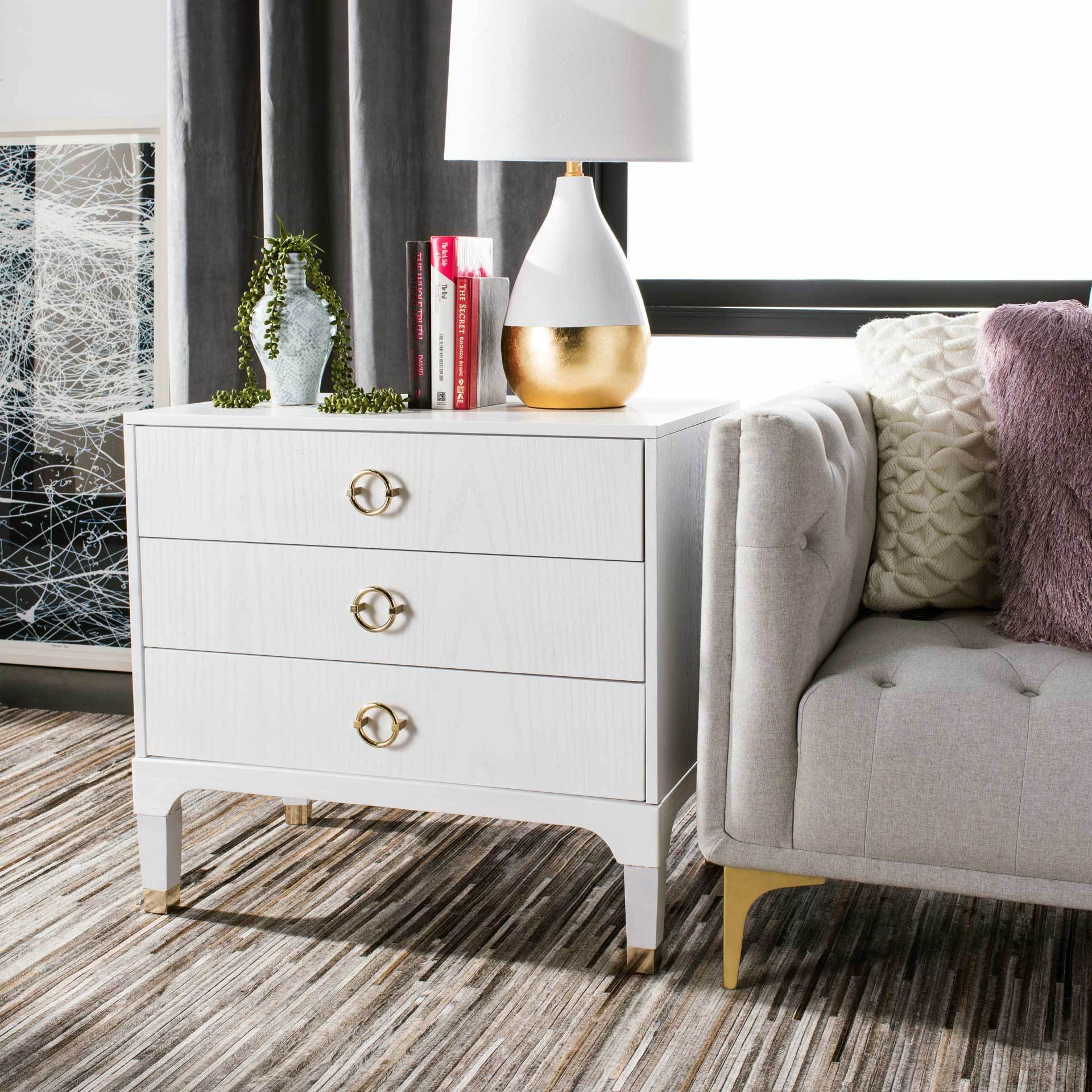 Lorenzo 3 Drawer Contemporary Nightstand White - Image 6