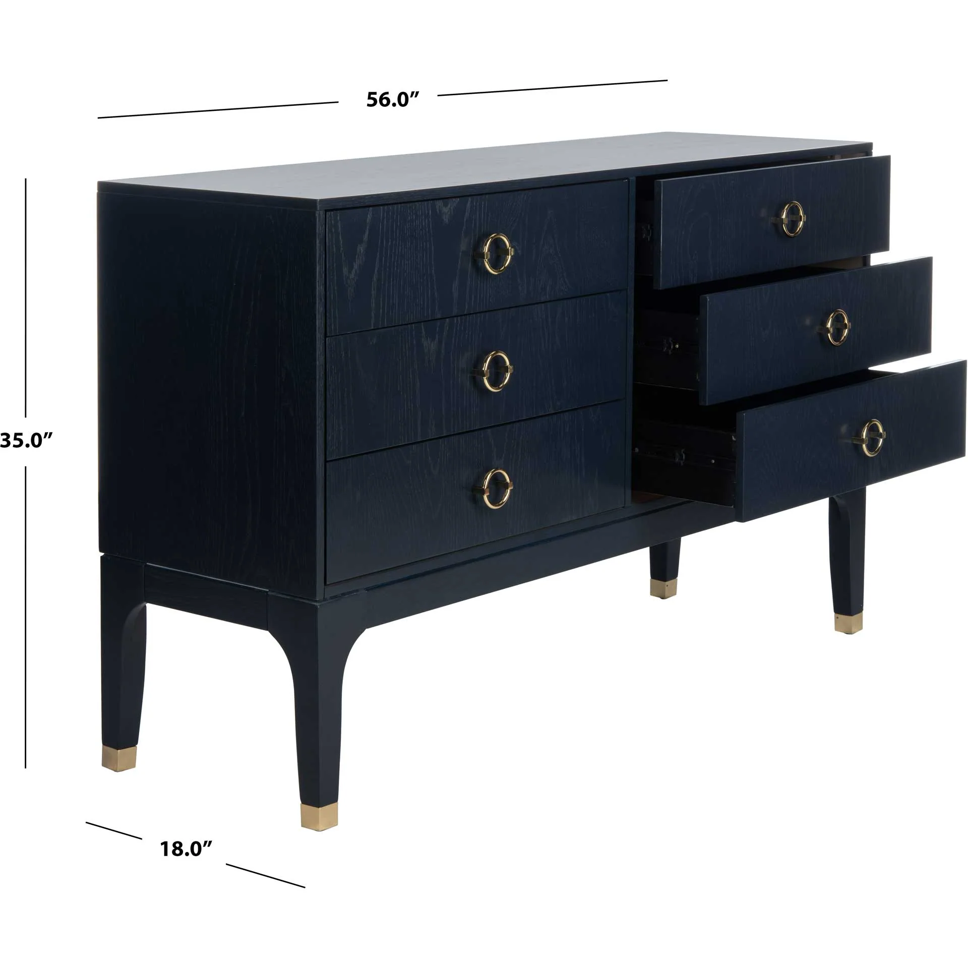 Lorenzo 6 Drawer Contemporary Dresser Navy - Image 6
