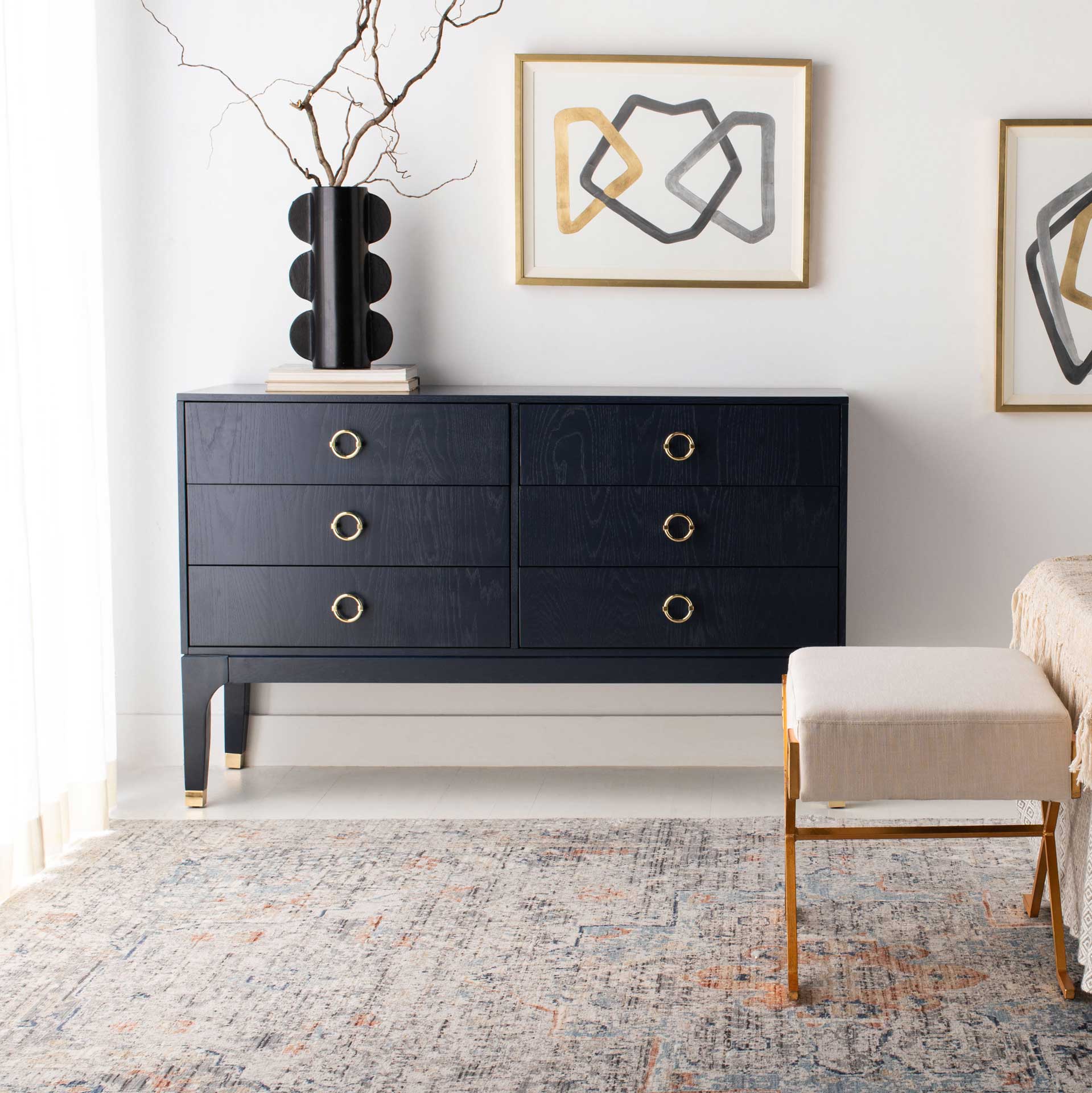Lorenzo 6 Drawer Contemporary Dresser Navy - Image 7