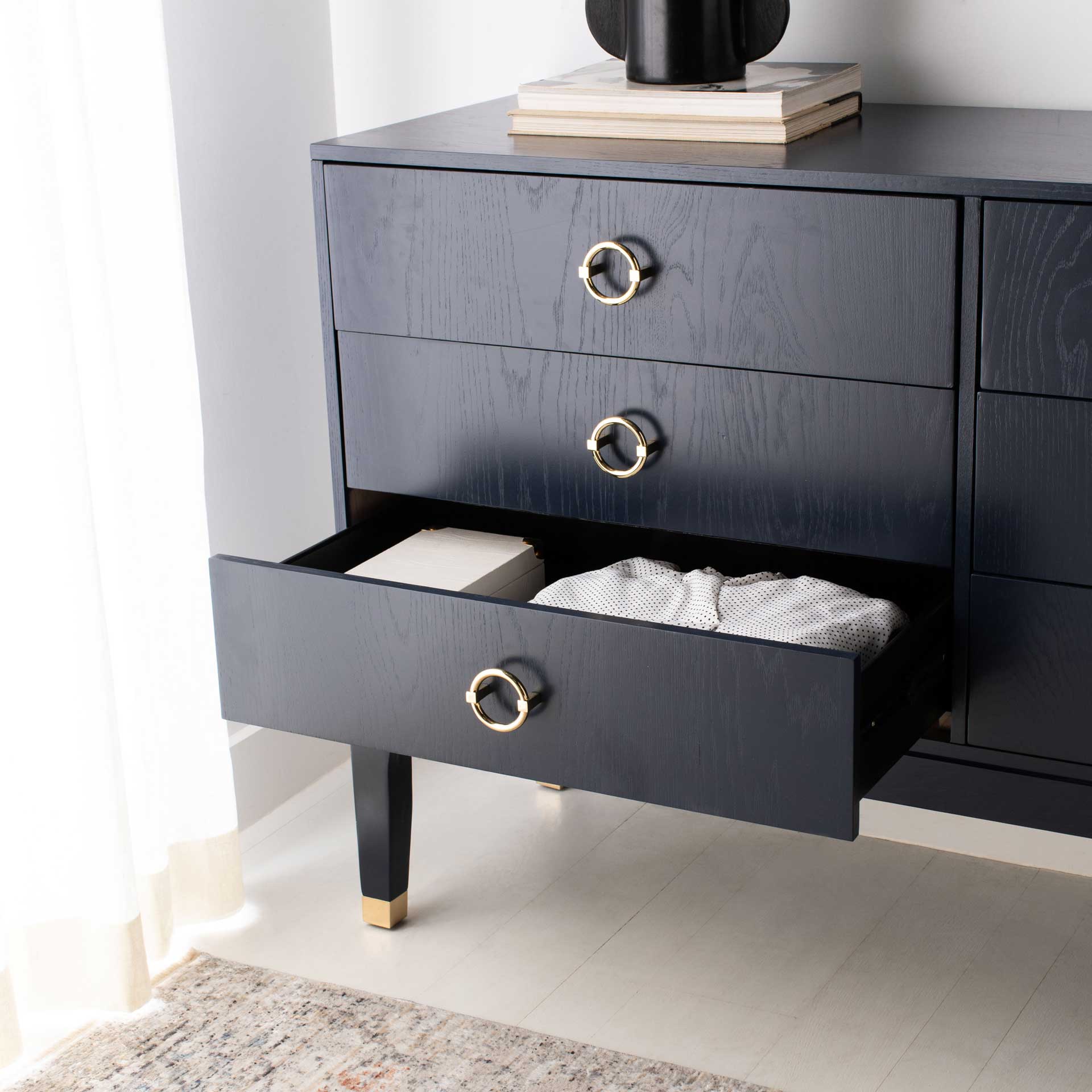 Lorenzo 6 Drawer Contemporary Dresser Navy - Image 8