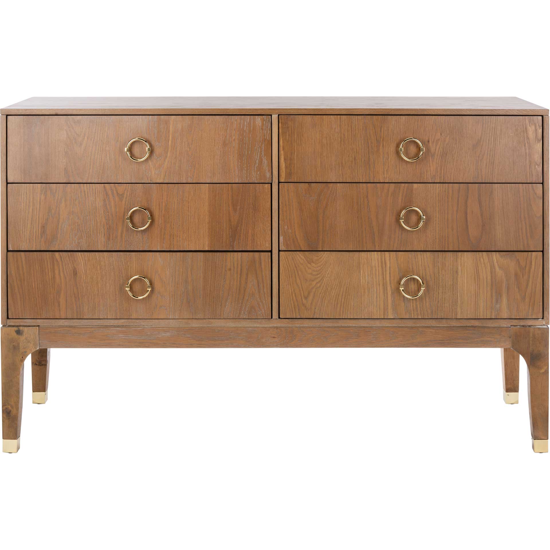 Lorenzo 6 Drawer Contemporary Dresser Rustic Oak - Image 2