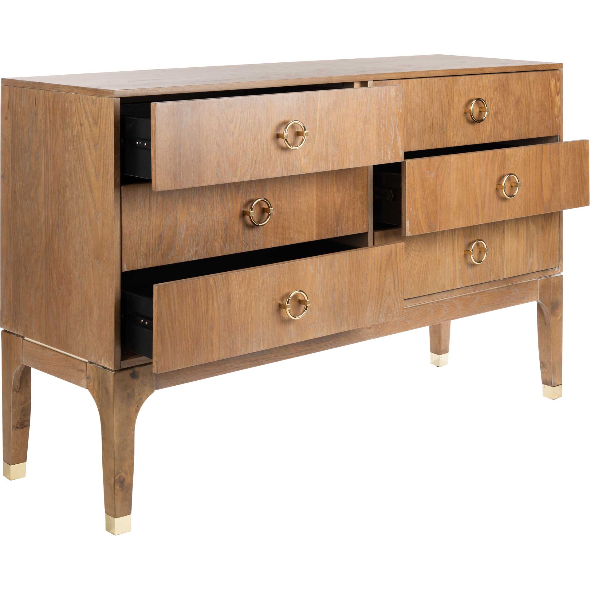 Lorenzo 6 Drawer Contemporary Dresser Rustic Oak - Image 5
