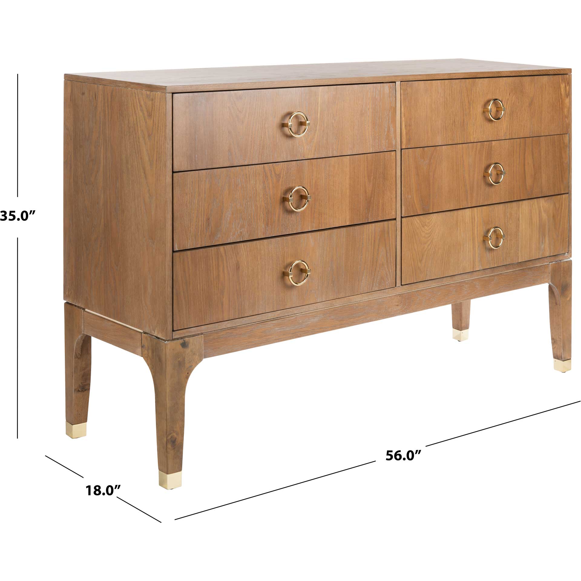 Lorenzo 6 Drawer Contemporary Dresser Rustic Oak - Image 6