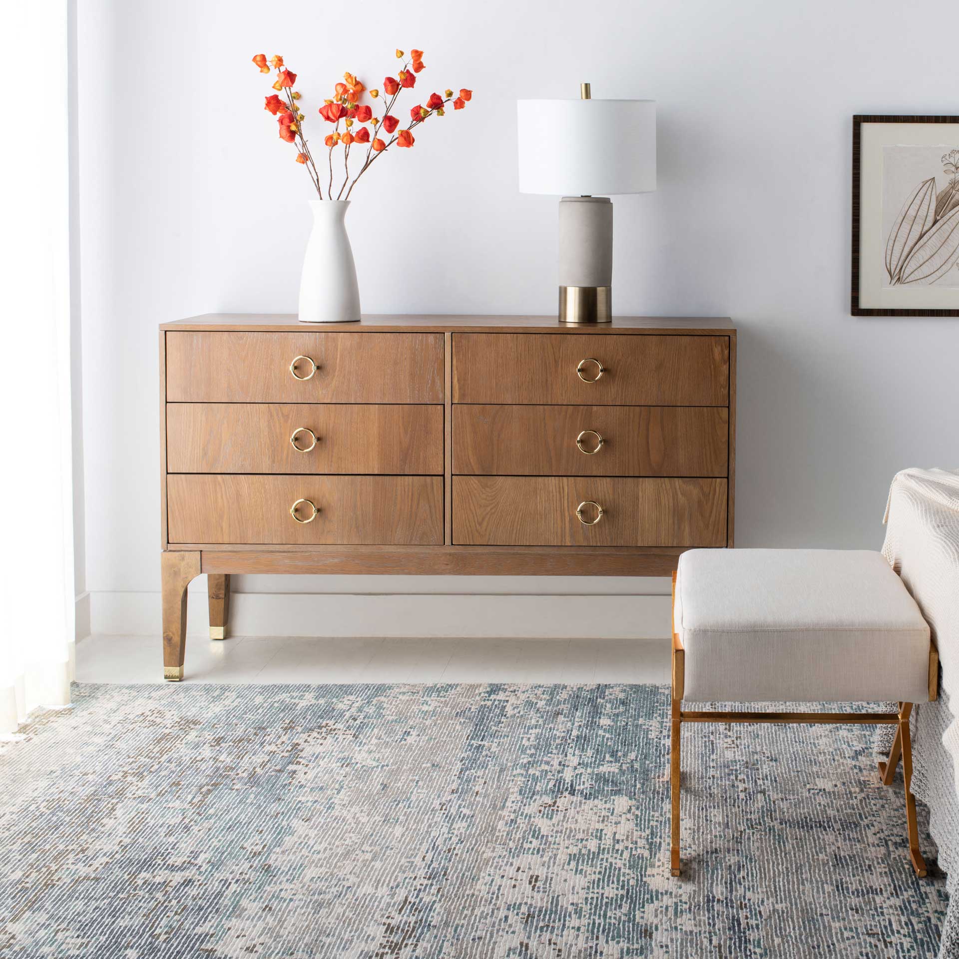 Lorenzo 6 Drawer Contemporary Dresser Rustic Oak - Image 7
