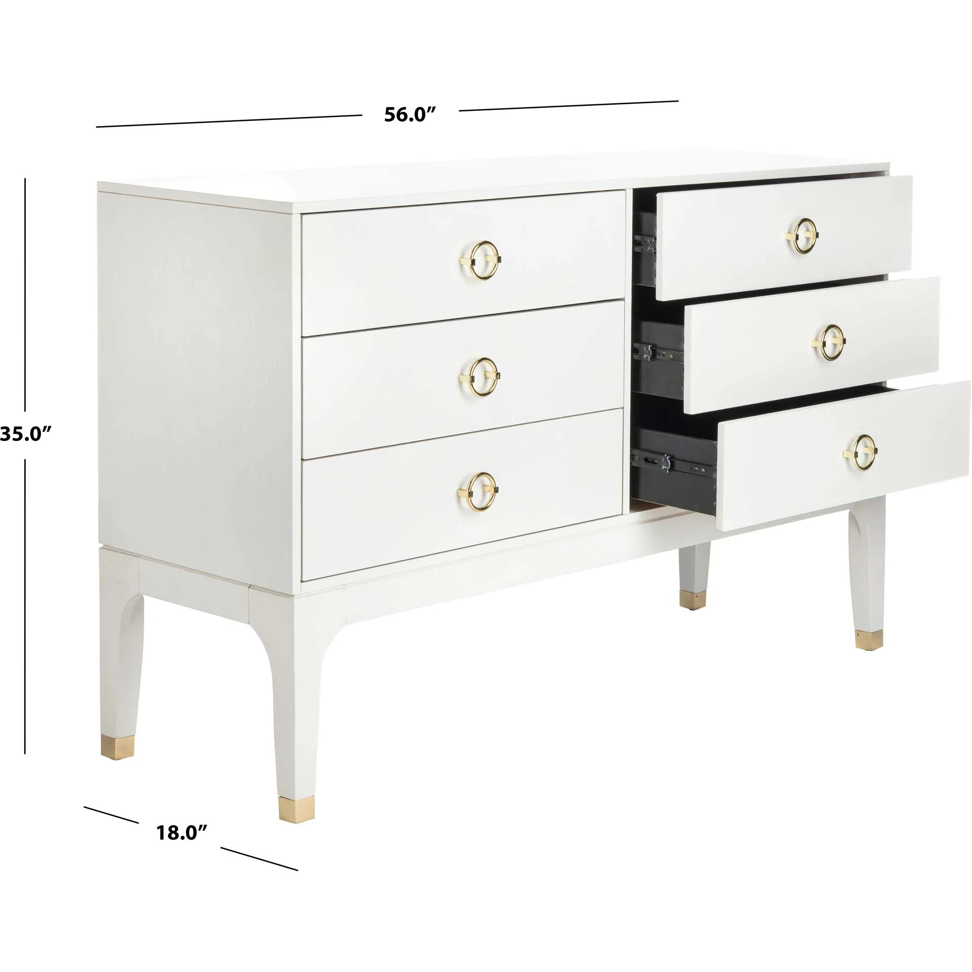 Lorenzo 6 Drawer Contemporary Dresser White - Image 6