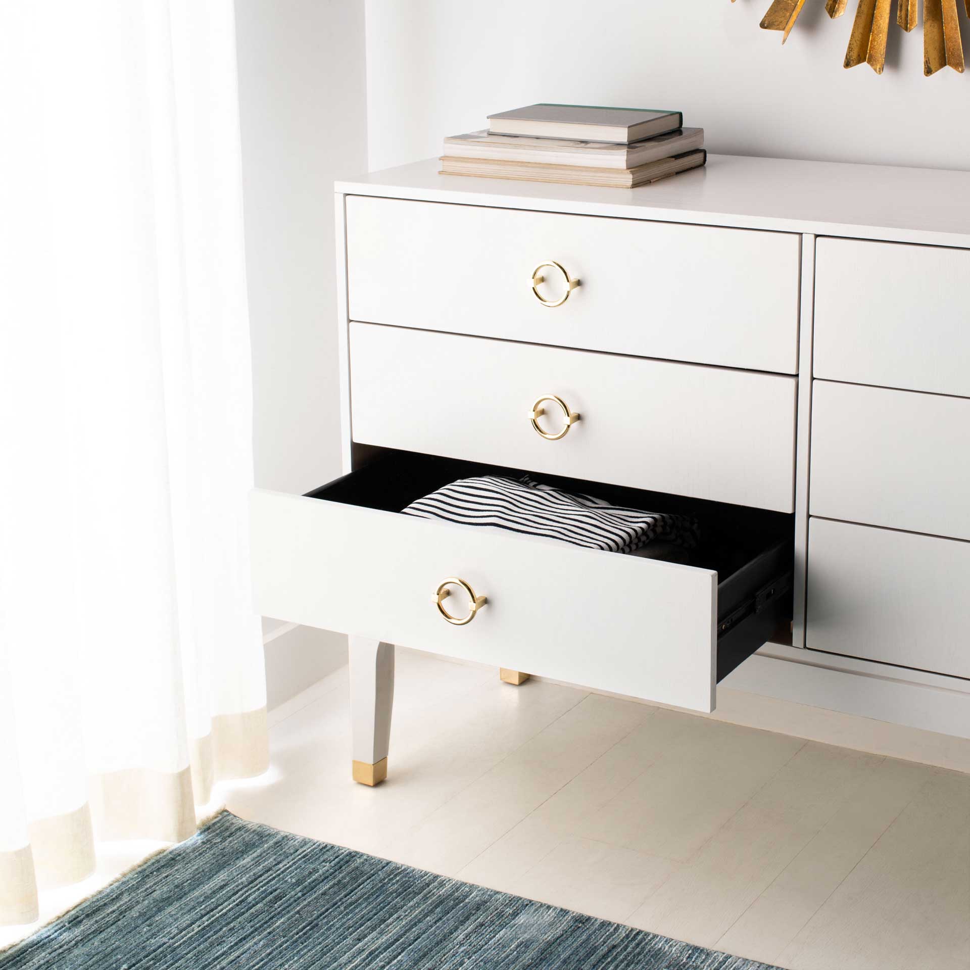 Lorenzo 6 Drawer Contemporary Dresser White - Image 8